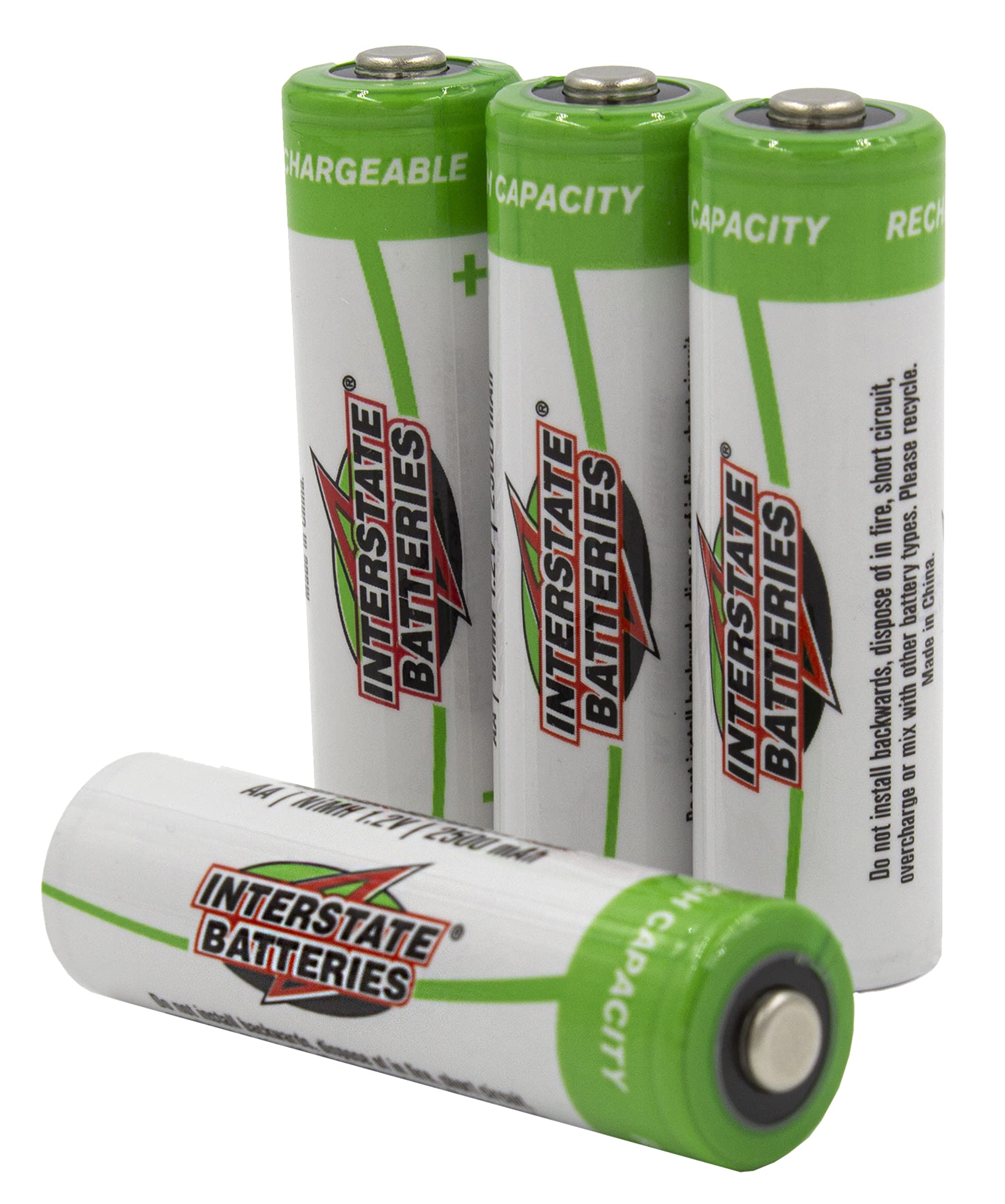 Interstate Batteries AA Rechargeable Batteries 4-Pack - 1.2V 2500mAh NiMH High Capacity for Digital Cameras, Wireless Keyboards, Game Controllers, Remote Controls & More - Long Lasting Power for Everyday Devices