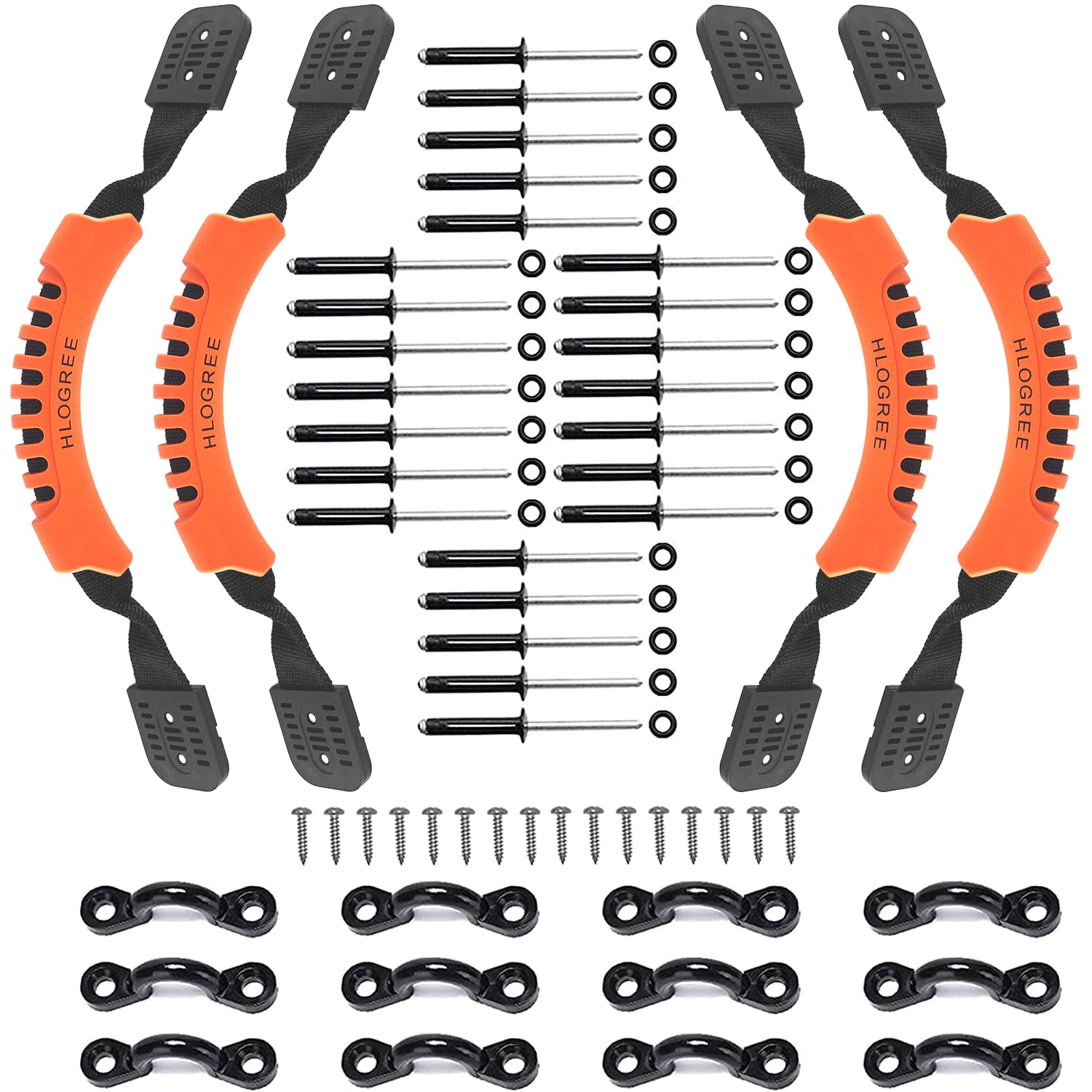 HLOGREE Kayak Handles 2/4 Pack - Heavy Duty Kayak Carry Handles with Stainless Steel Rivets - Replacement Kayak Handles for Emotion, Pelican, Hobie, Lifetime, Sit-on-Top, Ocean & Wilderness Kayaks - Perfect for Easy Transport & Storage of Fishing & Recreational Kayaks