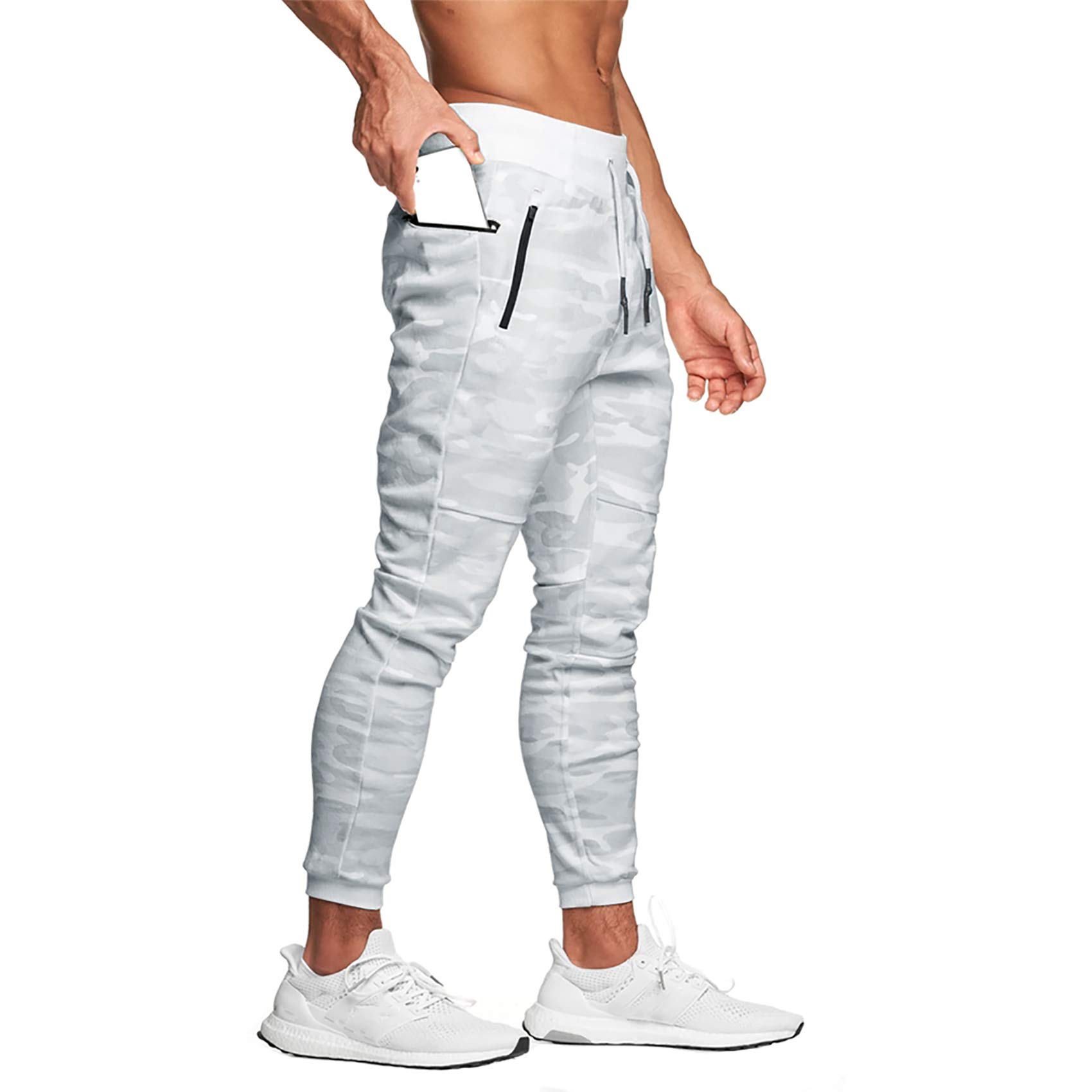 DIOTSR Men's Slim Fit Joggers Pants - Camo Tapered Workout Sweatpants with Zipper Pockets | Comfortable Athletic Track Pants for Gym, Running & Casual Wear