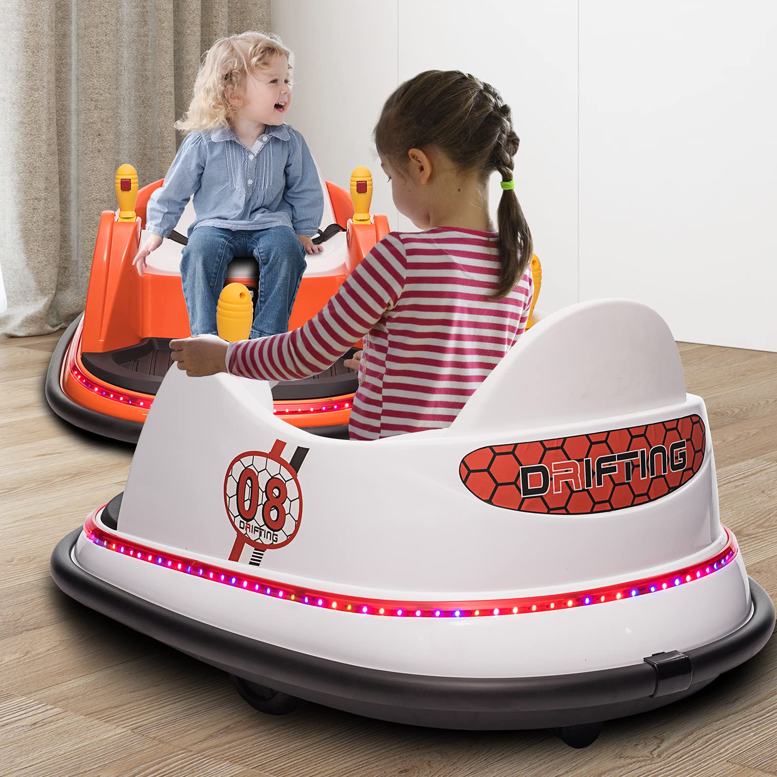 OTTARO 6V Electric Ride-On Bumper Car for Kids - Remote Control 360° Spinning Toy with Music & LED Lights | Indoor/Outdoor Play, Birthday Gift, Party Entertainment (White)