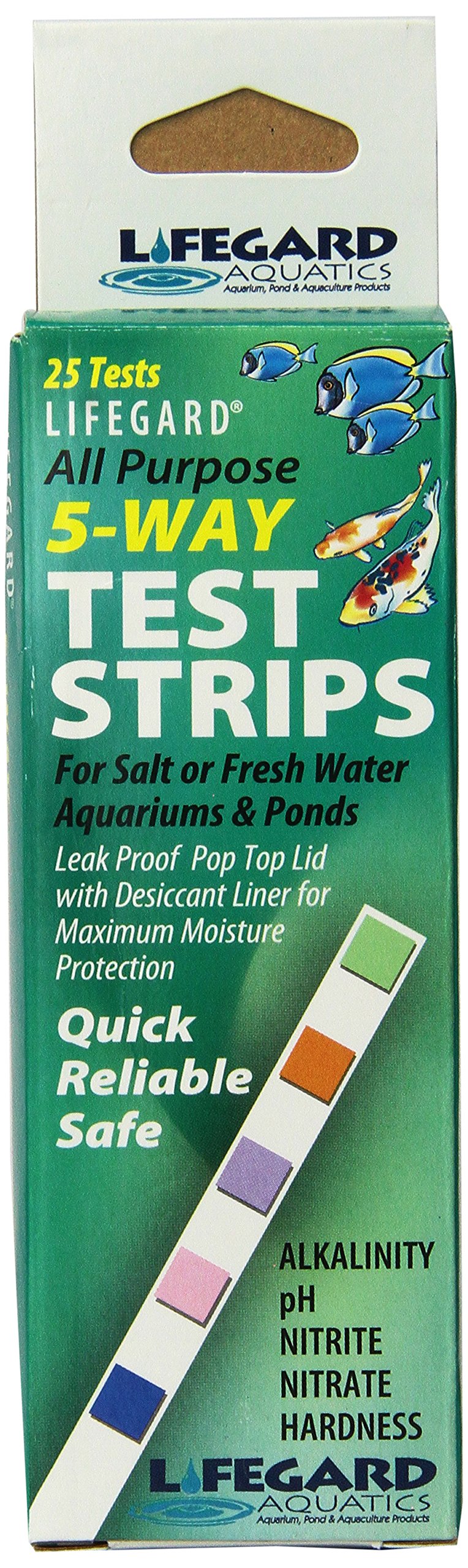 Lifegard Aquatics 5-in-1 Aquarium Water Test Strips - Quick & Accurate pH, Nitrate, Nitrite, Chlorine & Hardness Testing for Freshwater & Saltwater Fish Tanks - Essential for Healthy Aquatic Life
