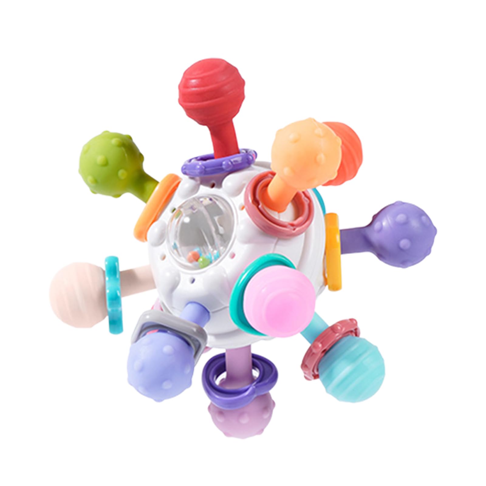 Organic Baby Teething Toys for 0-12 Months - BPA-Free Sensory Chew Ball Rattle & Grasping Activity Teether for Boys & Girls | Perfect Infant Gift for Soothing Gums & Developmental Play (White)
