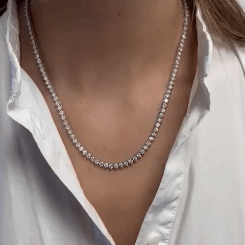 10.30ct Diamond Tennis Necklace - 2.7mm 3-Prong 14K Gold Women's Jewelry for Weddings, Anniversaries & Special Occasions