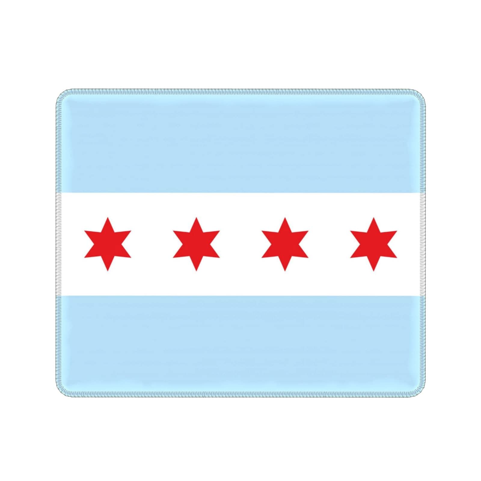 Chicago Flag Gaming Mouse Pad - Non-Slip Rubber Base & Stitched Edge - 7