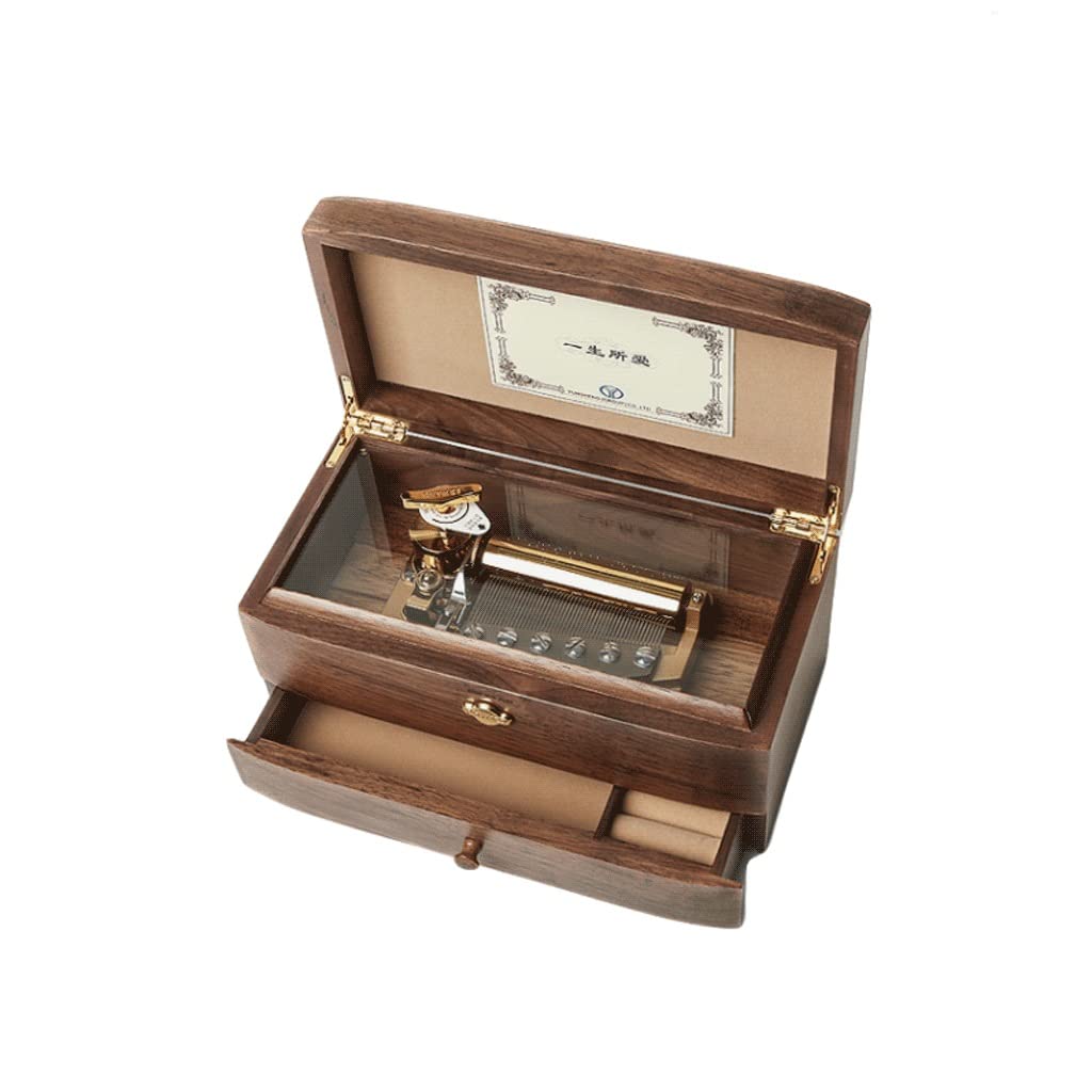 Antique Personalized Wooden Music Box - 50 Note Mechanical Jewelry Box with Vintage Design, Perfect for Gifts, Weddings & Home Decor (Stable Happiness)