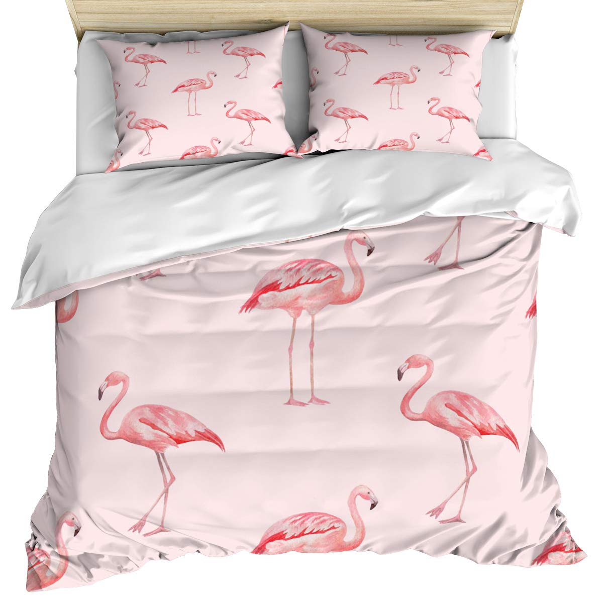 Pink Flamingo California King Duvet Cover Set - 3 Piece Reversible Microfiber Bedding with 2 Pillowcases, Tropical Bird Design for All Seasons | Perfect for Master Bedroom, Guest Room & Vacation Home Decor
