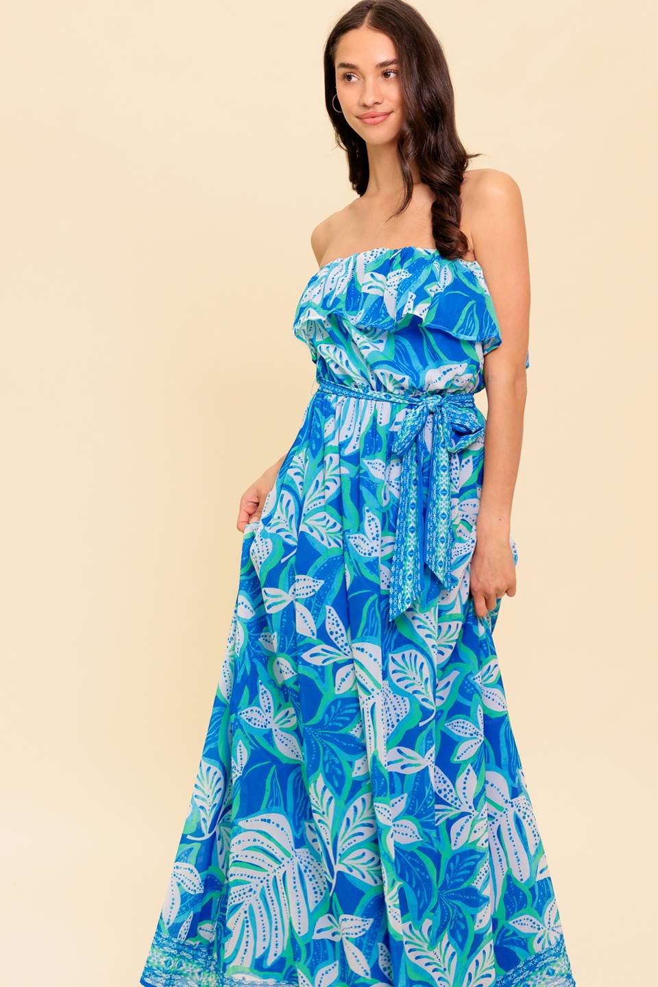 BEACH ROMANCE MAXI DRESS - Blue Green Flowy Summer Dress for Women | Perfect for Beach Vacations, Pool Parties & Boho Outdoor Weddings