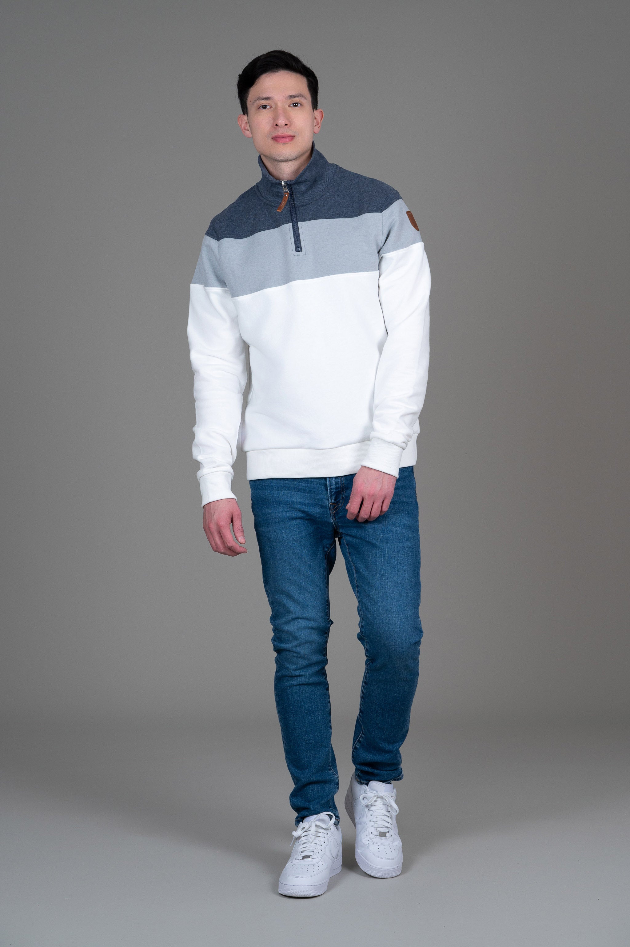 Ford Half Zip Navy Mix Sweatshirt for Men - Comfortable Pullover Fleece Hoodie for Casual Wear, Outdoor Activities & Workout