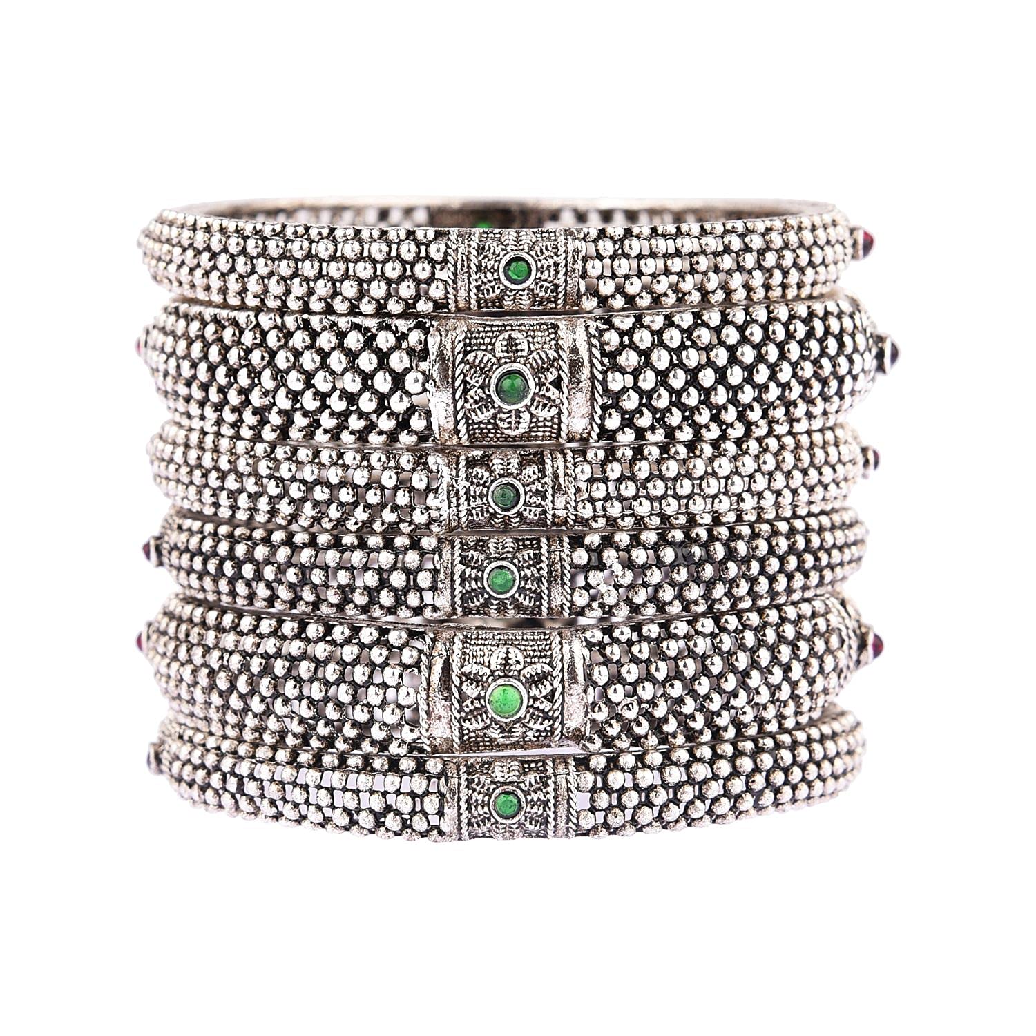 Efulgenz Indian Oxidized Jewelry Set - Boho Tribal Antique Bracelet & Bangle for Women - Perfect for Navratri, Festivals, Weddings & Ethnic Fashion