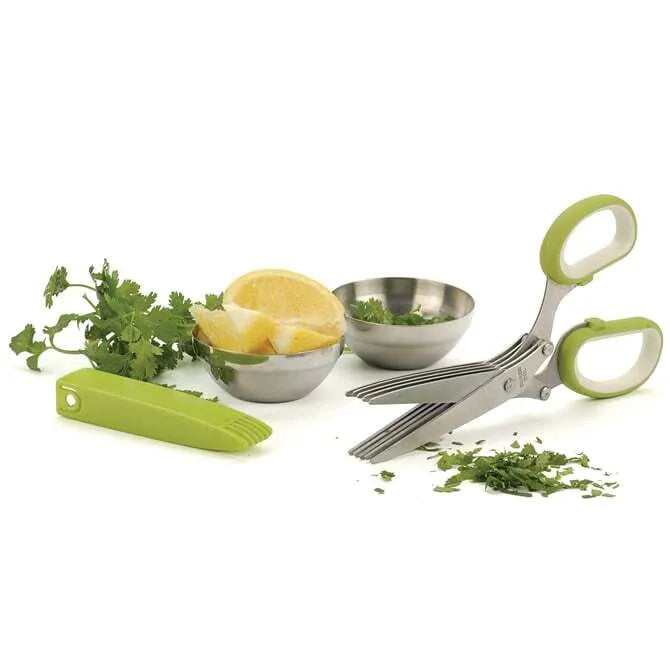 5-Blade Stainless Steel Herb Scissors with Protective Cover - Perfect for Chopping Fresh Herbs, Cooking, and Kitchen Prep