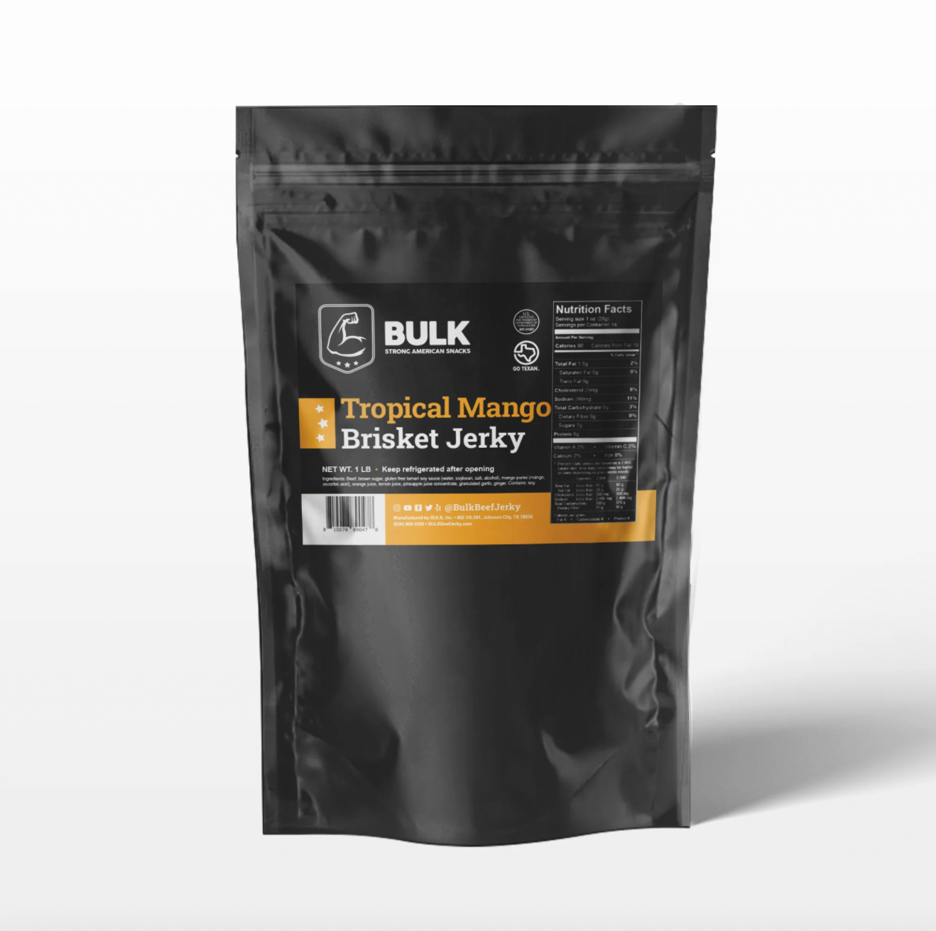 Premium Bulk Tropical Mango Flavored Beef Jerky - High Protein Snack for Hiking, Camping & Road Trips