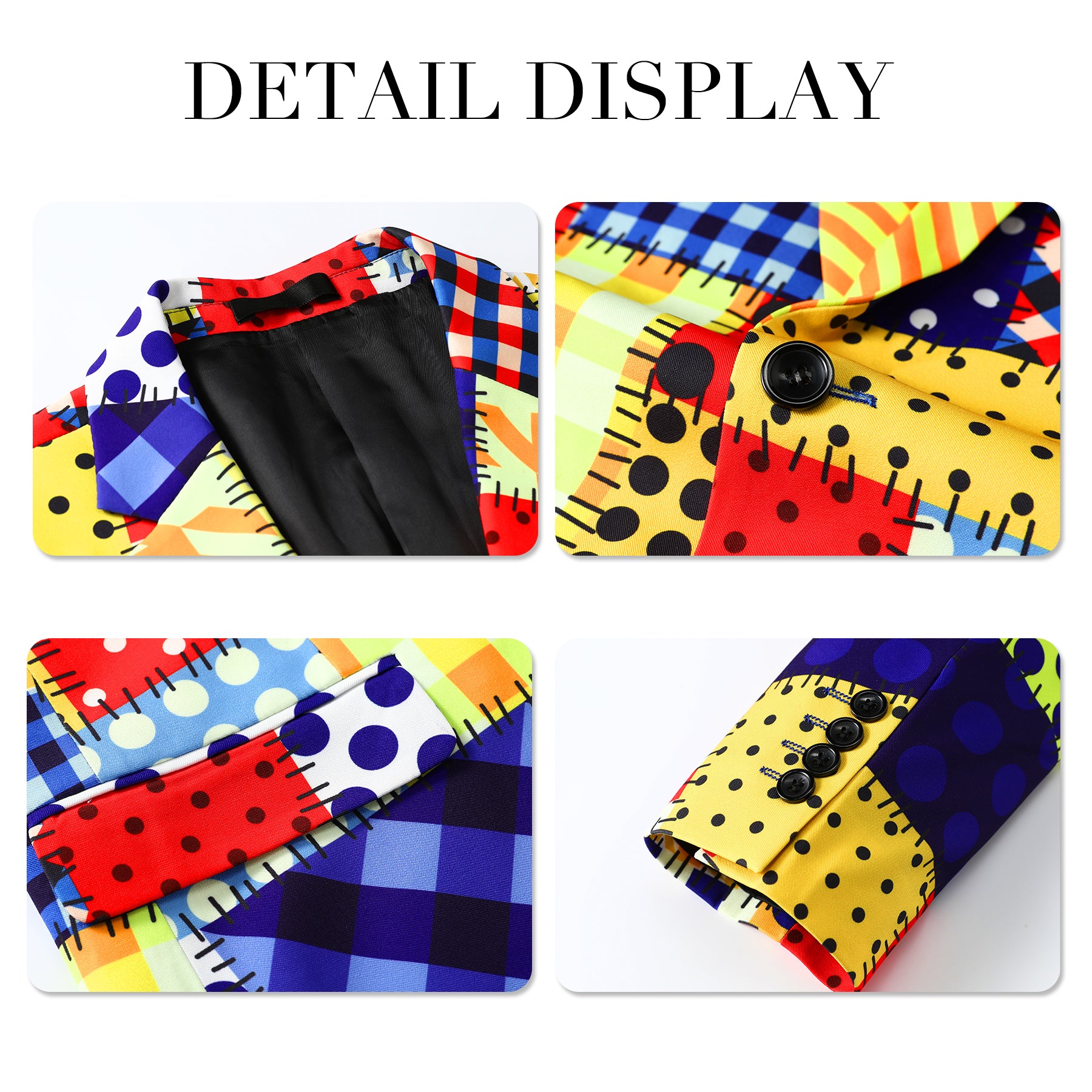 2-Piece Men's Printed Colorful Plaid Clown Costume Suit for Halloween, Cosplay, Circus Performances & Themed Parties - Comfortable & Stylish Outfit