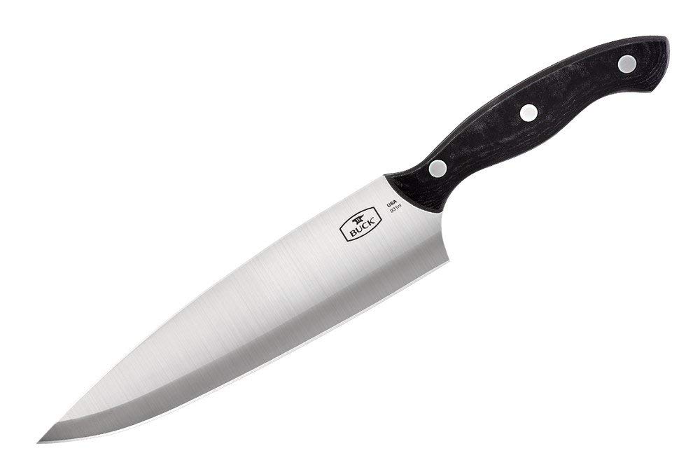 Buck Knives 930 3-Piece Kitchen Knife Set with Slate Black Paperstone Handles, Rubberwood Block & Stand, 420HC Stainless Steel - Perfect for Home Cooking, Camping & Outdoor Adventures