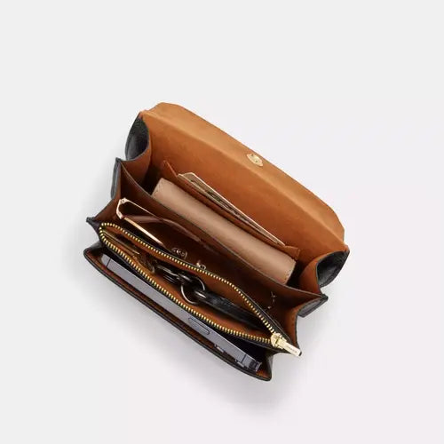 NWT Coach Mini Klare Crossbody Bag in Patent & Smooth Leather - Gold/Gold | Stylish & Compact Handbag for Women, Perfect for Everyday Use, Parties, and Travel