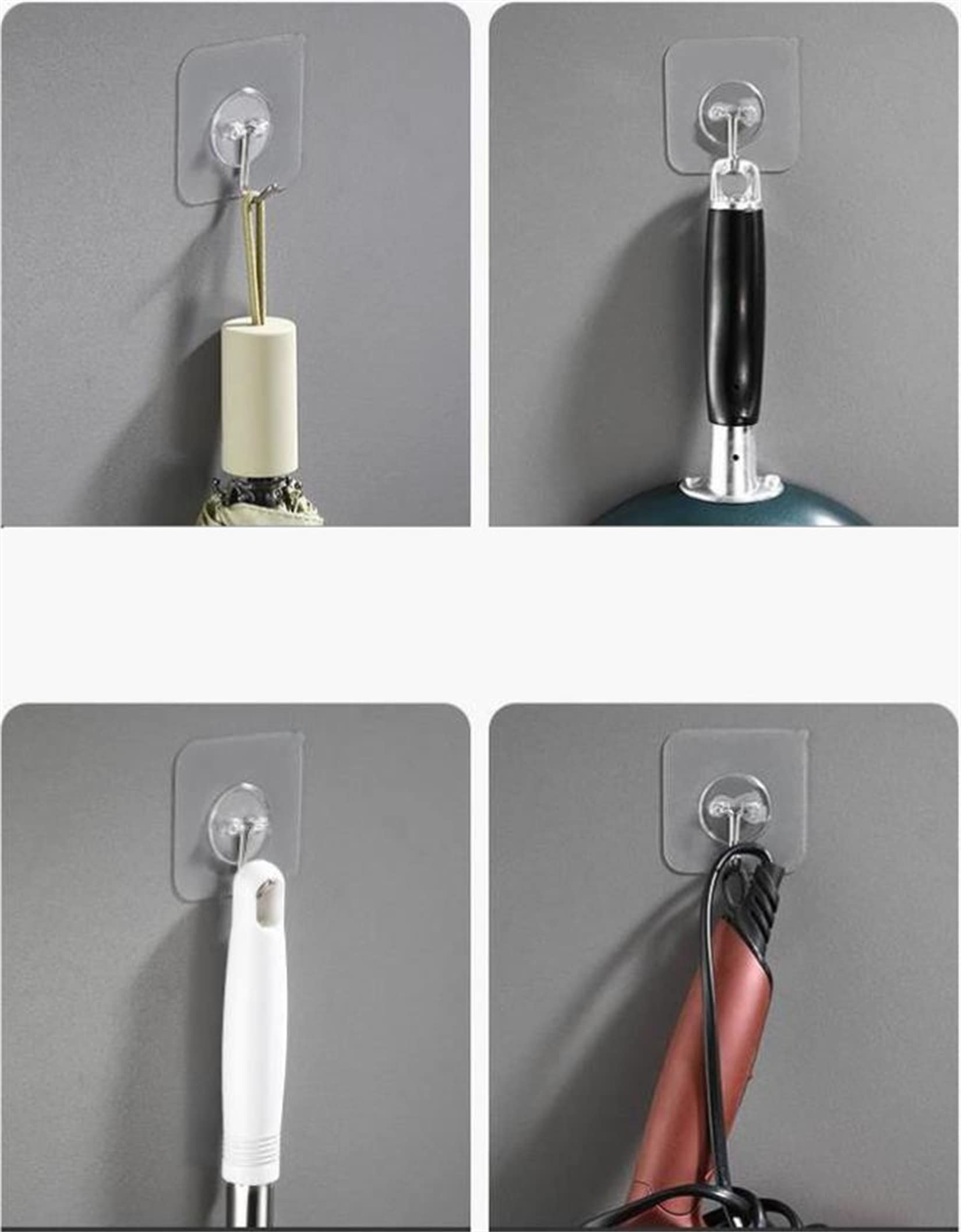 KK5 Heavy Duty Adhesive Hooks - 22 lbs Weight Capacity, Transparent Wall Hooks (30 Pack) - Perfect for Hanging Towels, Coats, Keys, and Home Decor in Bathroom, Kitchen, or Entryway
