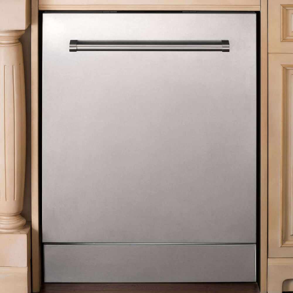 ZLINE 24 Inch Built-In Dishwasher with Satin Stainless Steel Panel & Tub, Traditional Handle, 52dB - Quiet Operation for Modern Kitchens | Perfect for Small Families & Open-Concept Homes