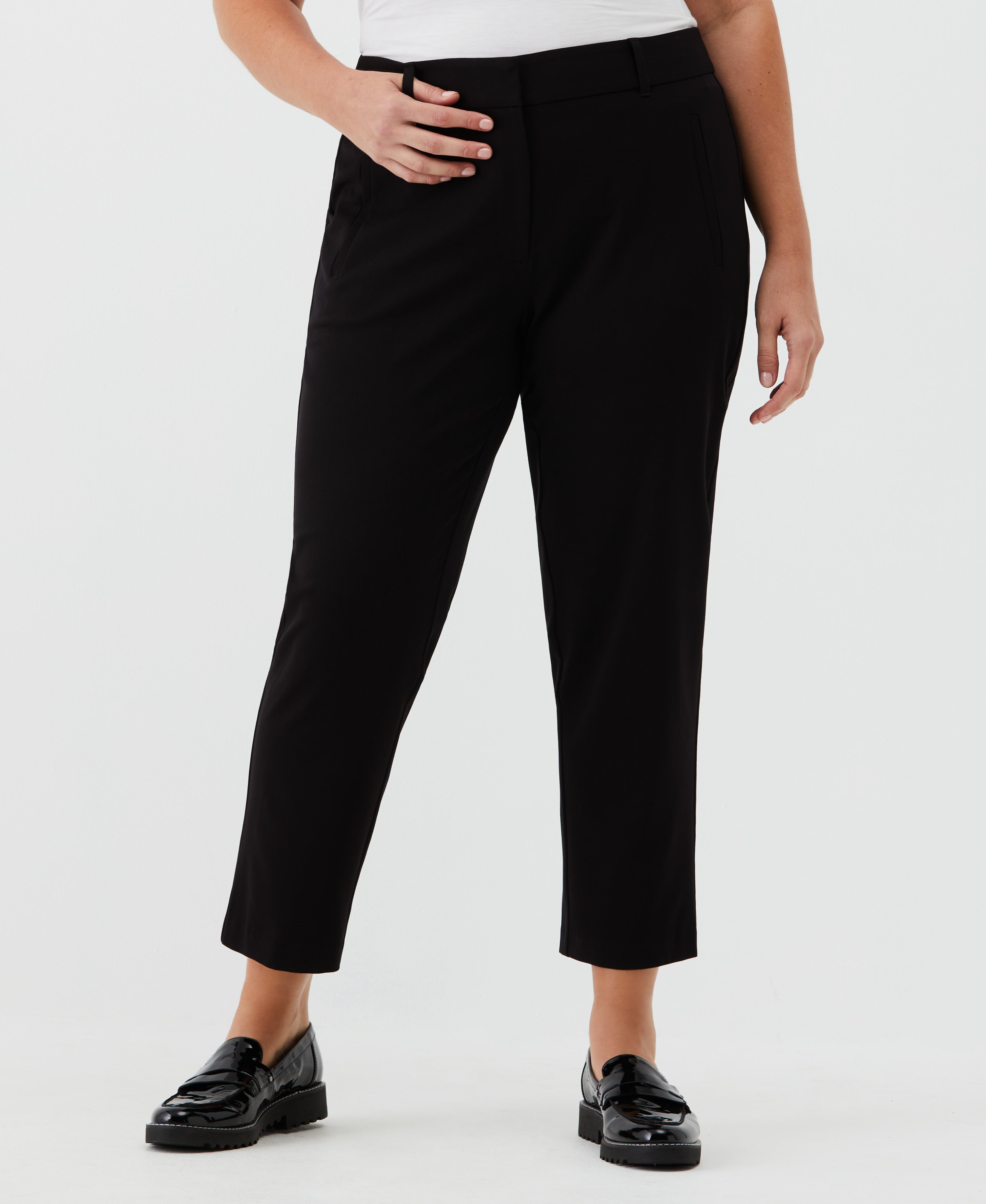 Plus Size Straight Leg Ankle Pants for Women - Comfortable Stretch Work Pants for Office & Casual Wear