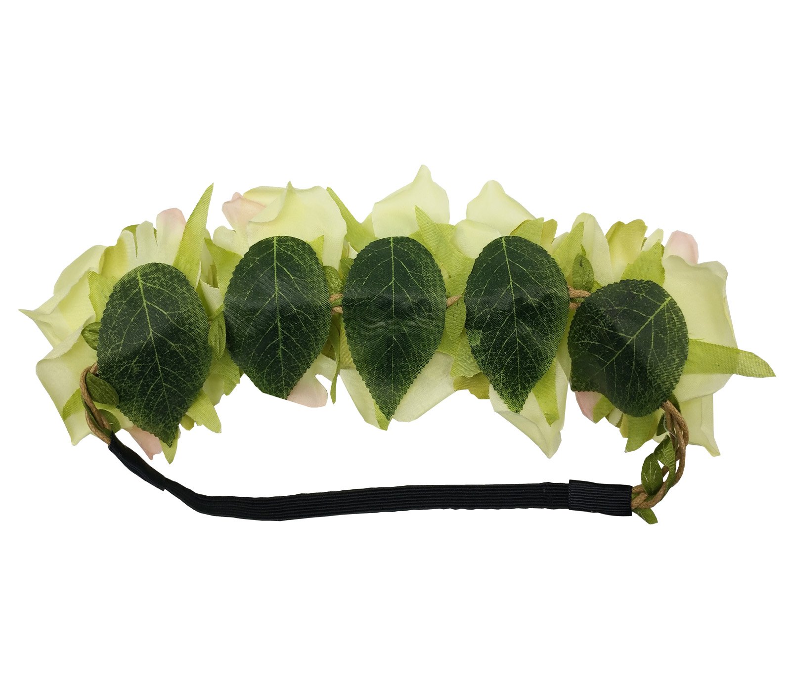 Sanrich Realistic Rose Flower Crown Headband for Women & Girls - Light Green Fake Floral Hair Wreath for Maternity Photoshoots, Bridal Accessories, Pet Costumes & Boho Fashion