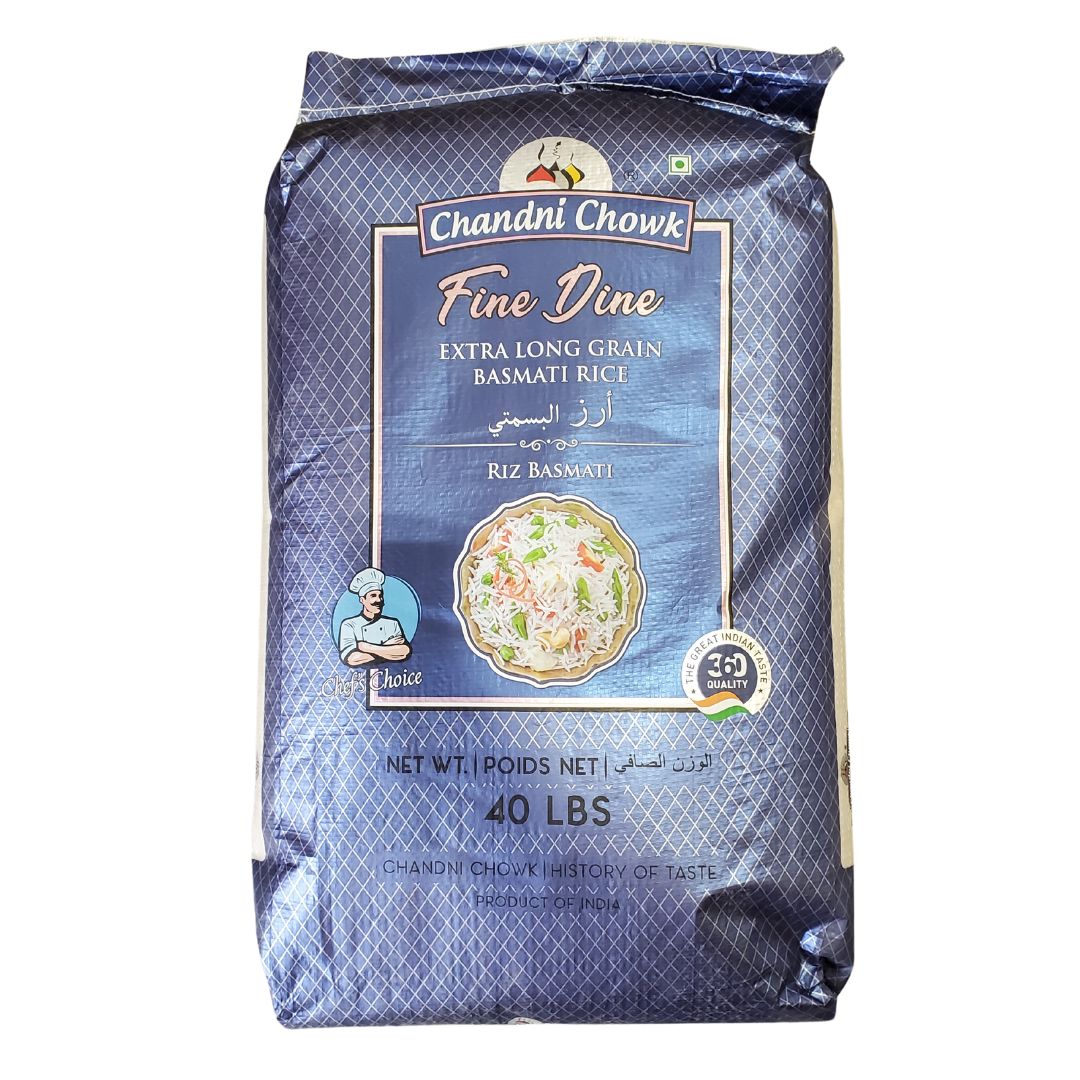 Premium Chandni Chowk Extra Long Basmati Rice - 40lb Bag | Authentic Indian Aromatic Rice for Fine Dining, Biryani & Gourmet Meals