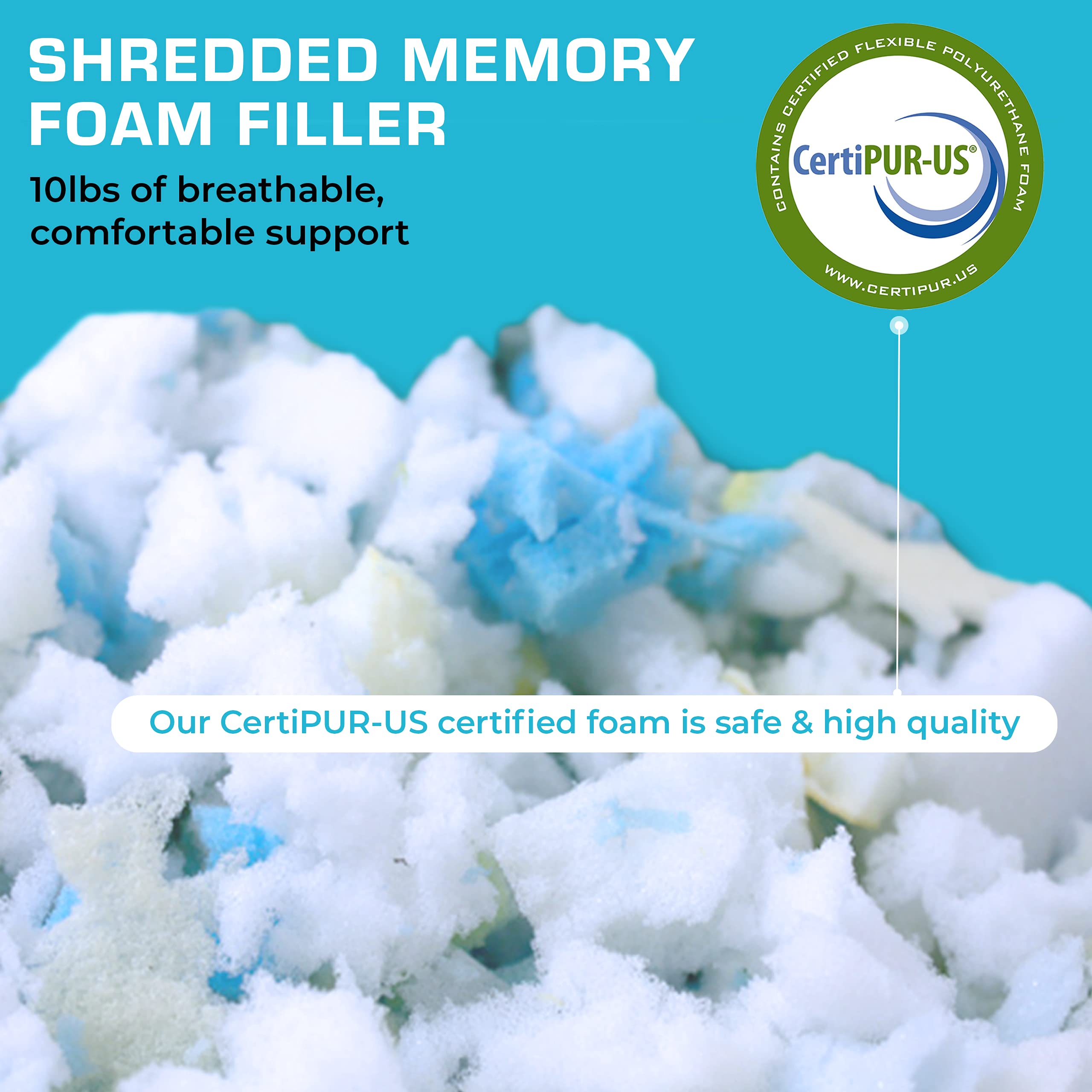 Xtreme Comforts 10 LBS Shredded Memory Foam Bean Bag Filler - Premium Polyfill Stuffing for Bean Bags, Couch Pillows & Cushions (10 Pounds) - Perfect for Home Decor, Lounging & Kids Play Areas