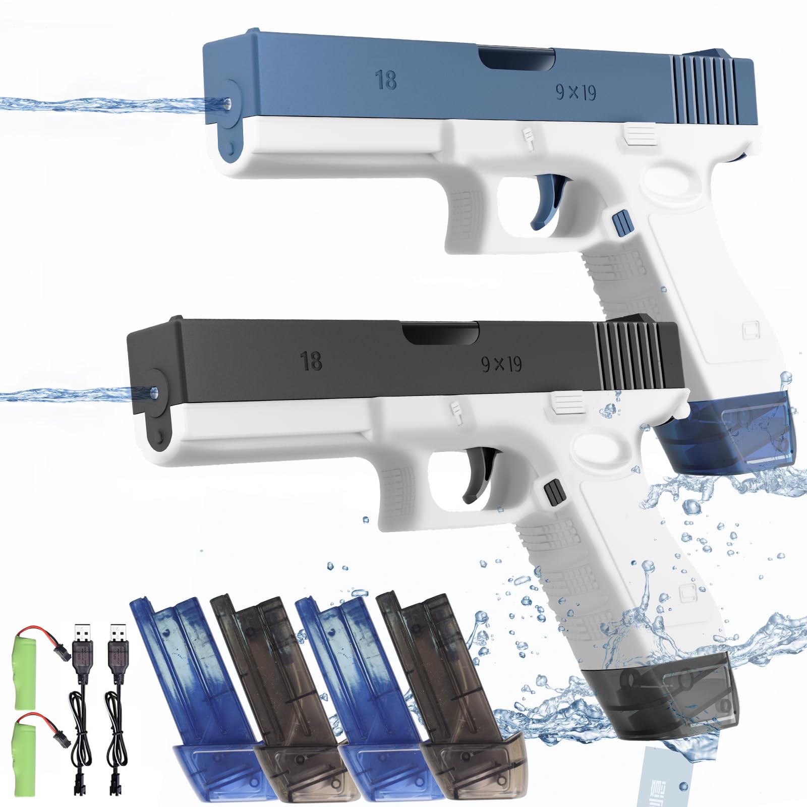 2 Packs Electric Water Gun Toy for Kids - Ladybug Design Outdoor Water Blaster for Pool, Beach & Summer Fun - Includes 4x60CC Water Tanks - Perfect for Backyard Parties, Water Fights & Outdoor Play