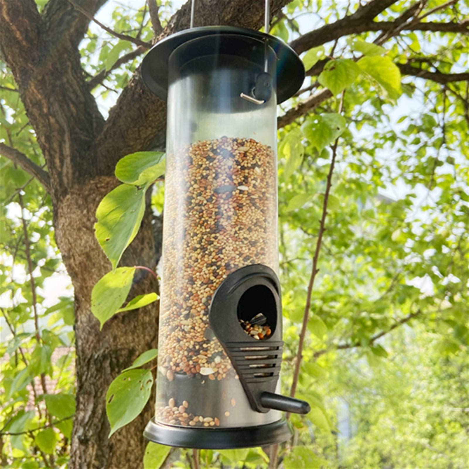 MIAOMSI Automatic Hanging Bird Feeder - Outdoor Garden Decoration with Seed Container for Wild Birds - Perfect for Backyard, Patio, and Balcony Bird Watching