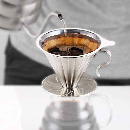 Premium Stainless Steel Fine Mesh Coffee Filter - Reusable Pour Over Coffee Dripper for Standard Pots & Cups | Lightweight, Paperless, Eco-Friendly | Perfect for Home Brewing, Camping & Office Use