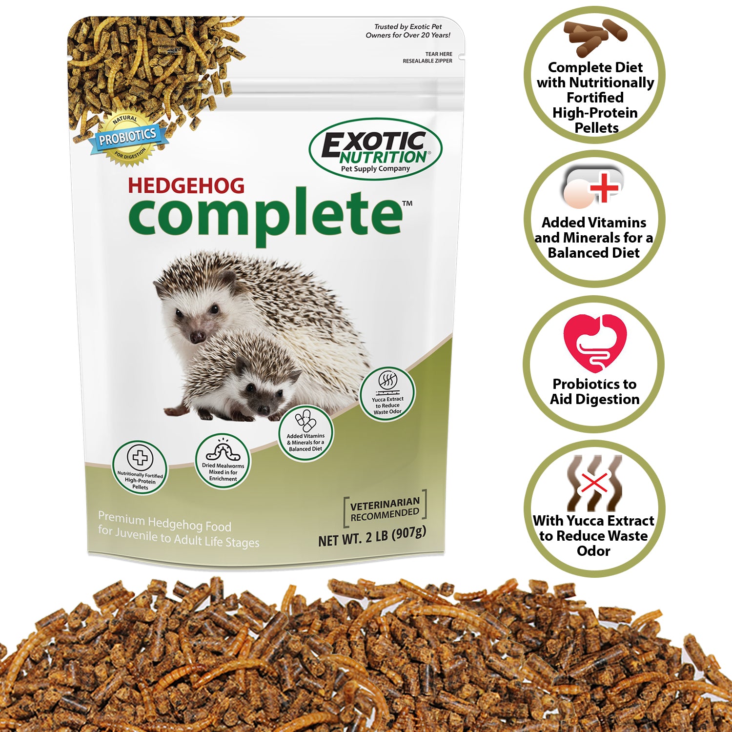 Premium Hedgehog Food - Complete Nutrition for Pet Hedgehogs - High Protein & Fiber Diet - Ideal for Daily Feeding & Hedgehog Health Care