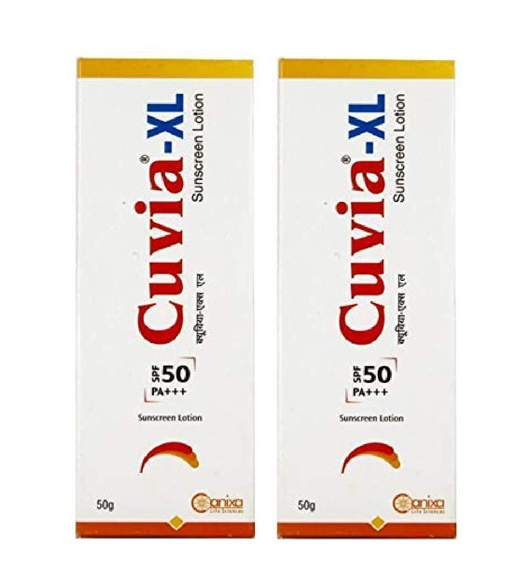 Cuvia-XL SPF 50 Sunscreen Lotion - 2 Pack (50g Each) | Broad Spectrum UVA/UVB Protection | Water Resistant | For Beach, Swimming & Outdoor Activities