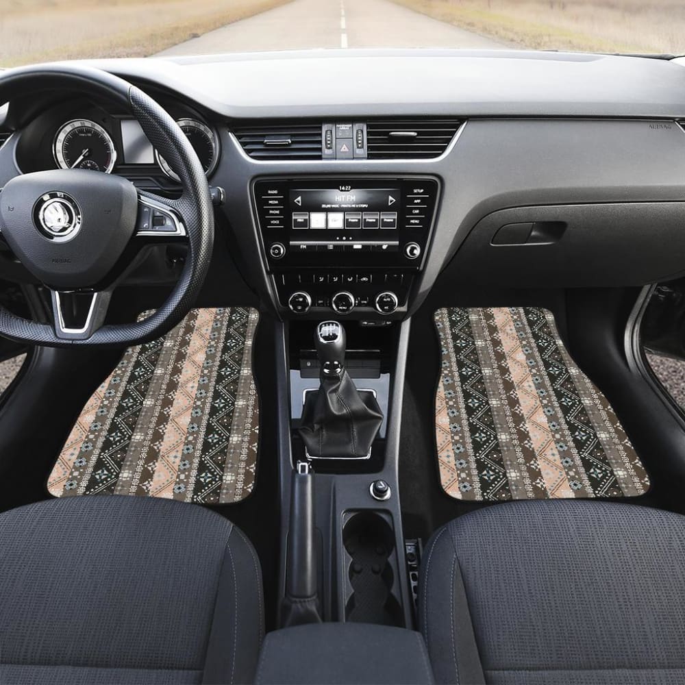 Eco-Friendly Brown Boho Ethnic Car Floor Mats - Non-Slip, Durable & Stylish for SUVs, Sedans & Trucks | Perfect for Road Trips, Daily Commutes & Adventure Travel
