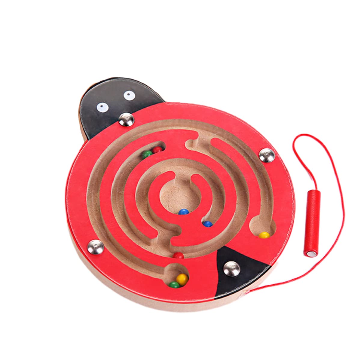 Wooden Magnetic Maze Toy - Ladybug Shape, Fun & Educational STEM Learning Game for Kids | Perfect for Preschool, Travel & Indoor Play