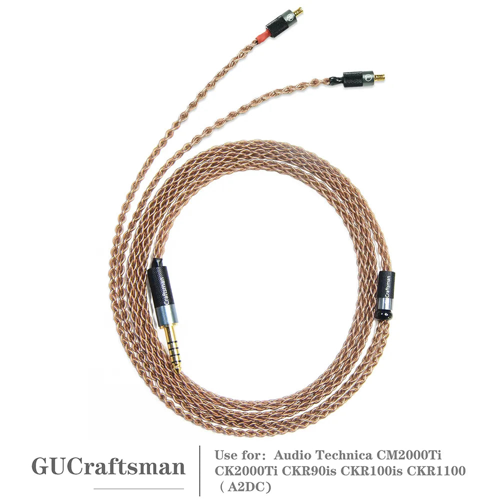 Premium GUCraftsman 6N Single Crystal Copper Audio Cable for Audio Technica CM2000Ti/CK2000Ti/CKR90is/CKR100is/CKR1100 - High-Fidelity Sound Upgrade for Audiophiles & Studio Monitoring