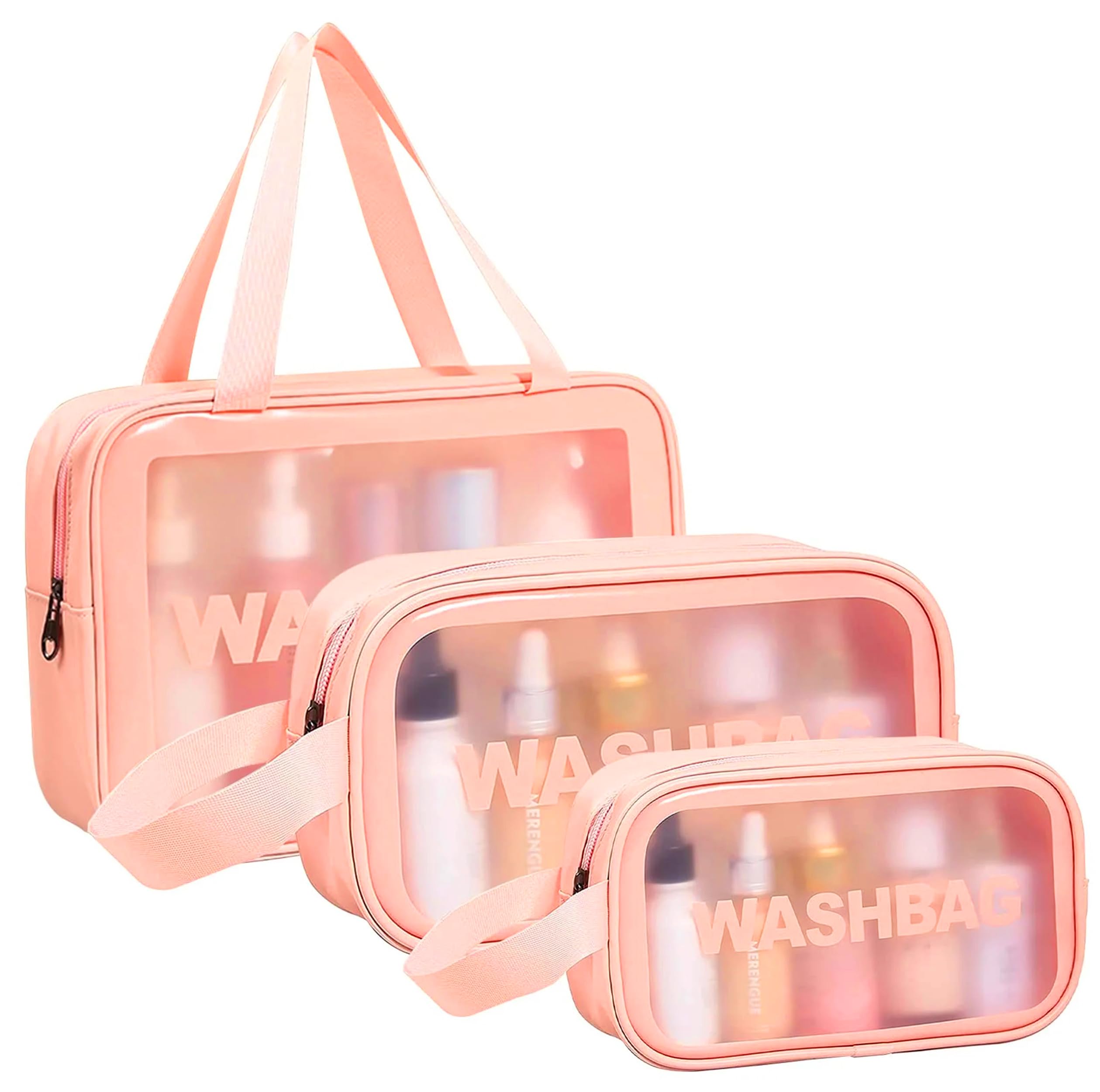 Atorakushon® Pink Fabric Cosmetic Organizer - Travel Toiletry Bag & Jewelry Pouch for Women & Men (1-Pack) | Perfect for Makeup Storage, Gym Essentials & Vacation Packing
