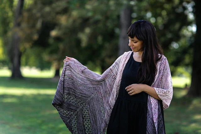 La Bien Aimée x Joji Locatelli Fading Point Shawl Bundle - Hand Knit Wool Wrap Scarf for Women - Perfect for Winter Fashion, Cozy Evenings & Gift Giving