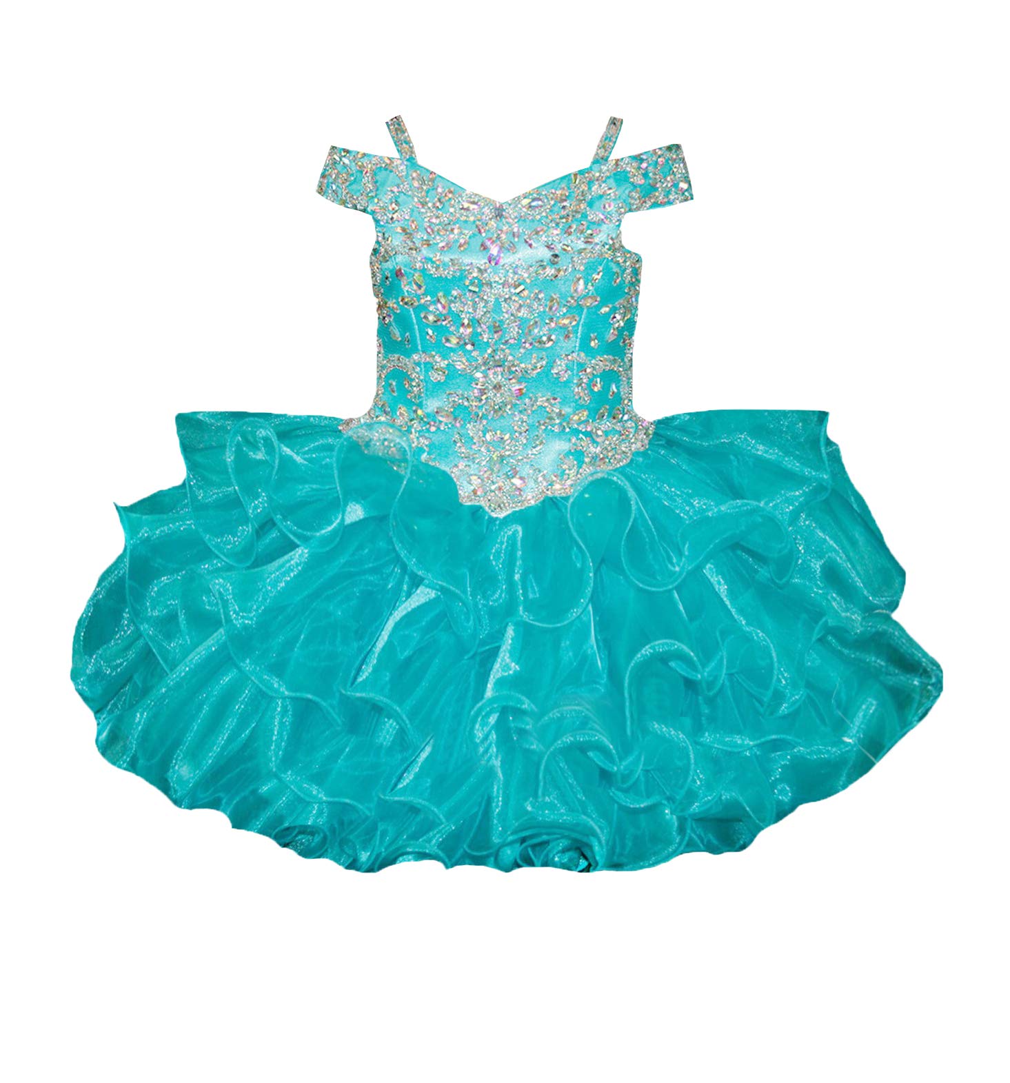 Sparkly Off Shoulder Glitz Cupcake Pageant Dress for Baby Girls - Toddler Birthday Party Gown M002 | Perfect for Pageants, Birthday Celebrations & Special Occasions