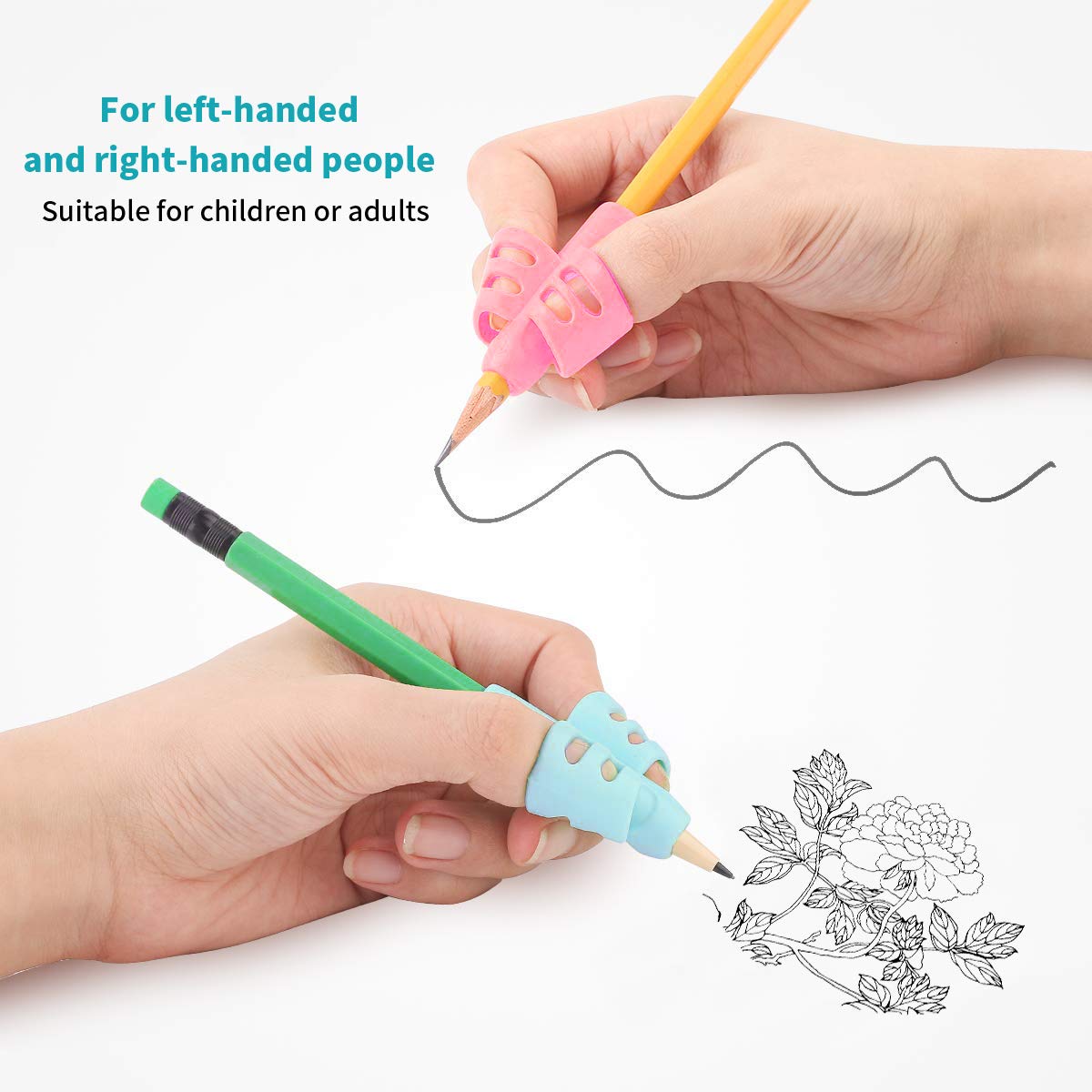 Ergonomic Pencil Grips for Kids - 5PCS Writing Aid Grip Trainer Set | Improve Handwriting & Correct Pencil Posture | Ideal for Classroom, Homework & Occupational Therapy