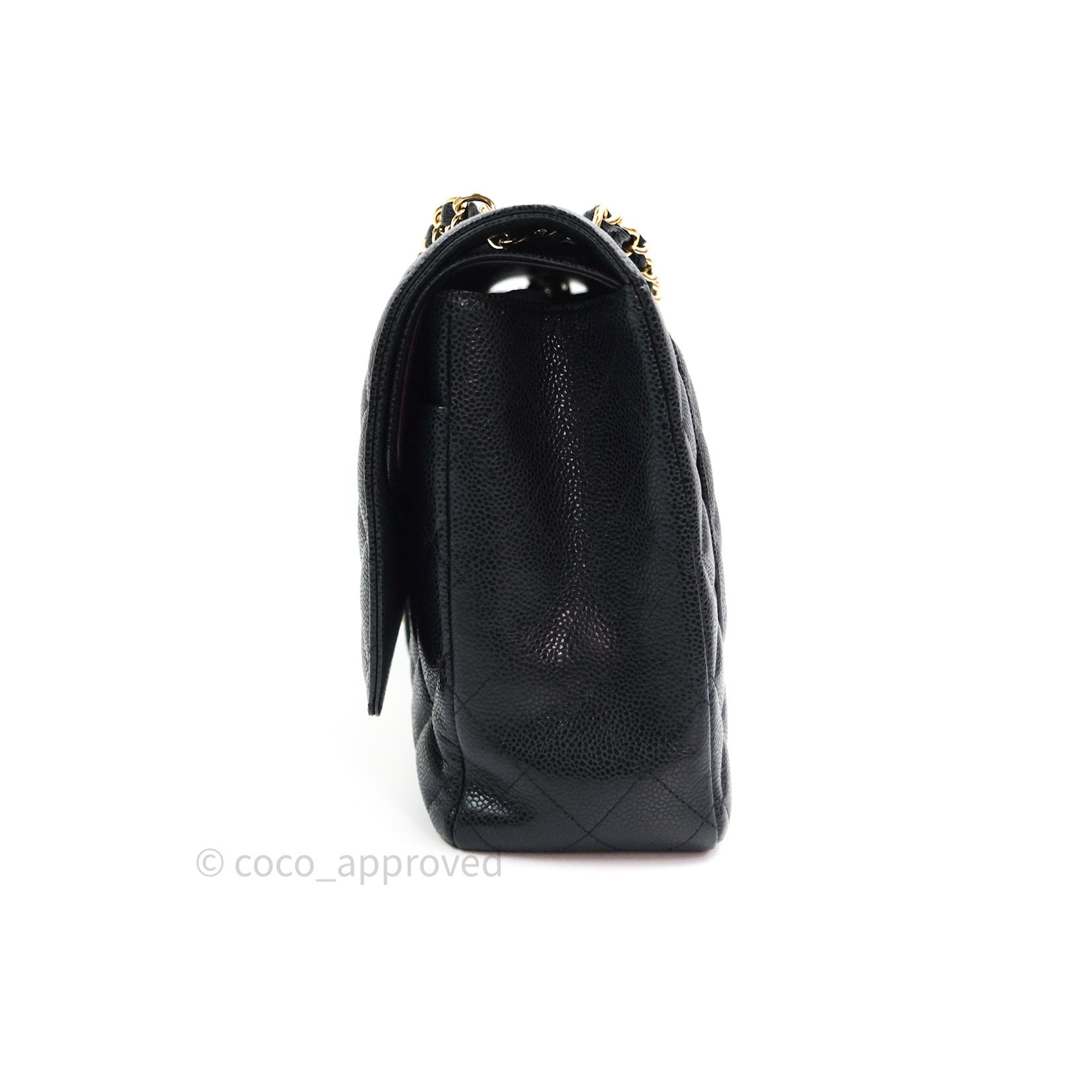 Chanel Classic Double Flap Maxi Bag in Black Caviar Leather with Gold Hardware - Luxury Handbag for Women, Perfect for Evening Events & Special Occasions