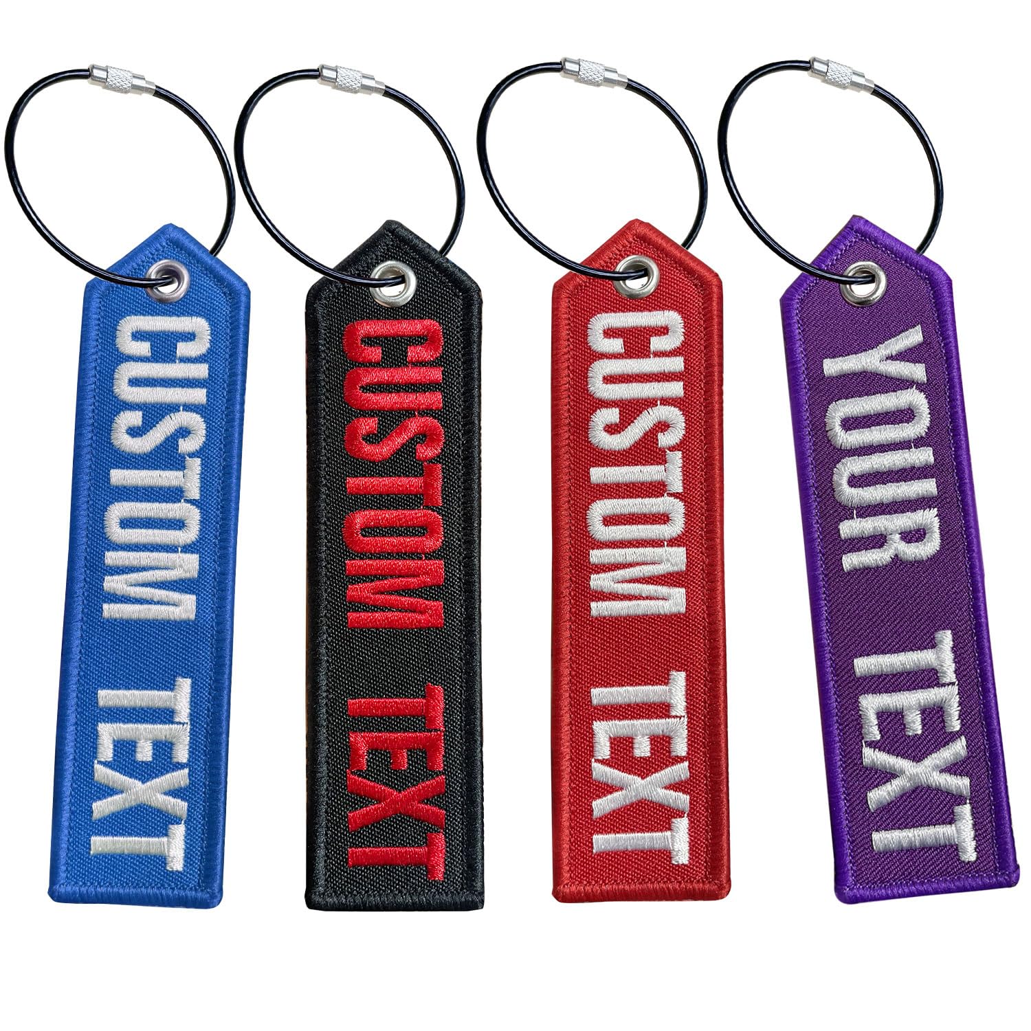 Custom Personalized Luggage Tags with Stainless Steel Loop - Embroidery Travel Bag Tags for Suitcases & Backpacks | Durable Name ID Tags for Air Travel, Cruise Vacations & Business Trips (Red)