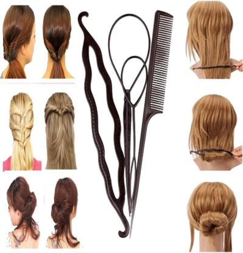 UZC 11-Piece Hair Styling Tools Set | Hair Juda Maker, Donut Bun, Puff Maker & Choti Maker | Professional Hair Accessories Kit with Comb | Perfect for Women & Girls | Home, Salon & Party Hairstyling