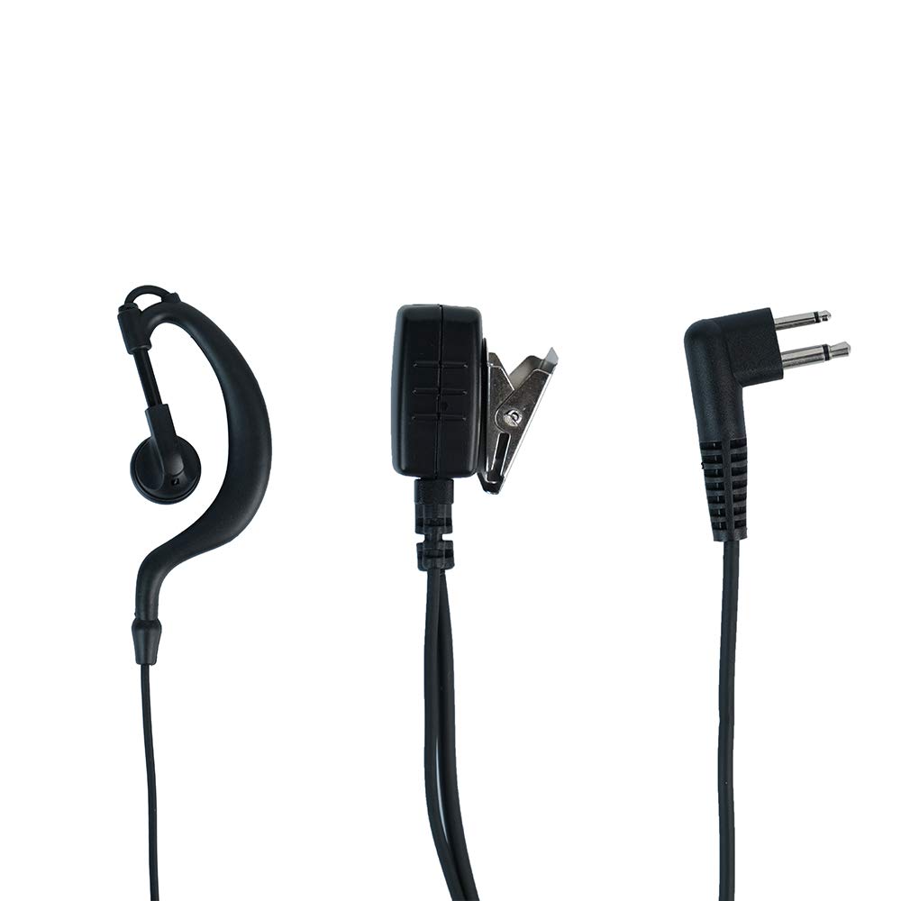 Caroo G-Shape Earpiece Headset with PTT Mic - Compatible with Motorola Cp200, Rdm2070d, Cp185, cls1410, cls1110 Walkie Talkies & Two-Way Radios (2-Pin Connector) - Ideal for Security, Construction, and Outdoor Communication