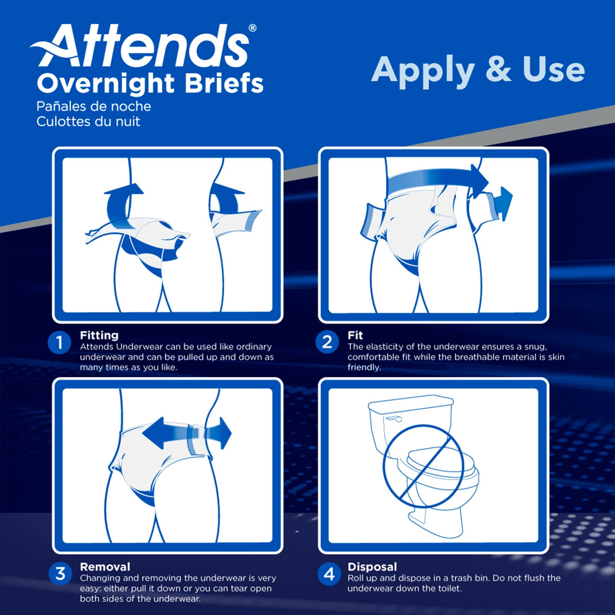 Attends Overnight Disposable Briefs for Adults - Medium (32