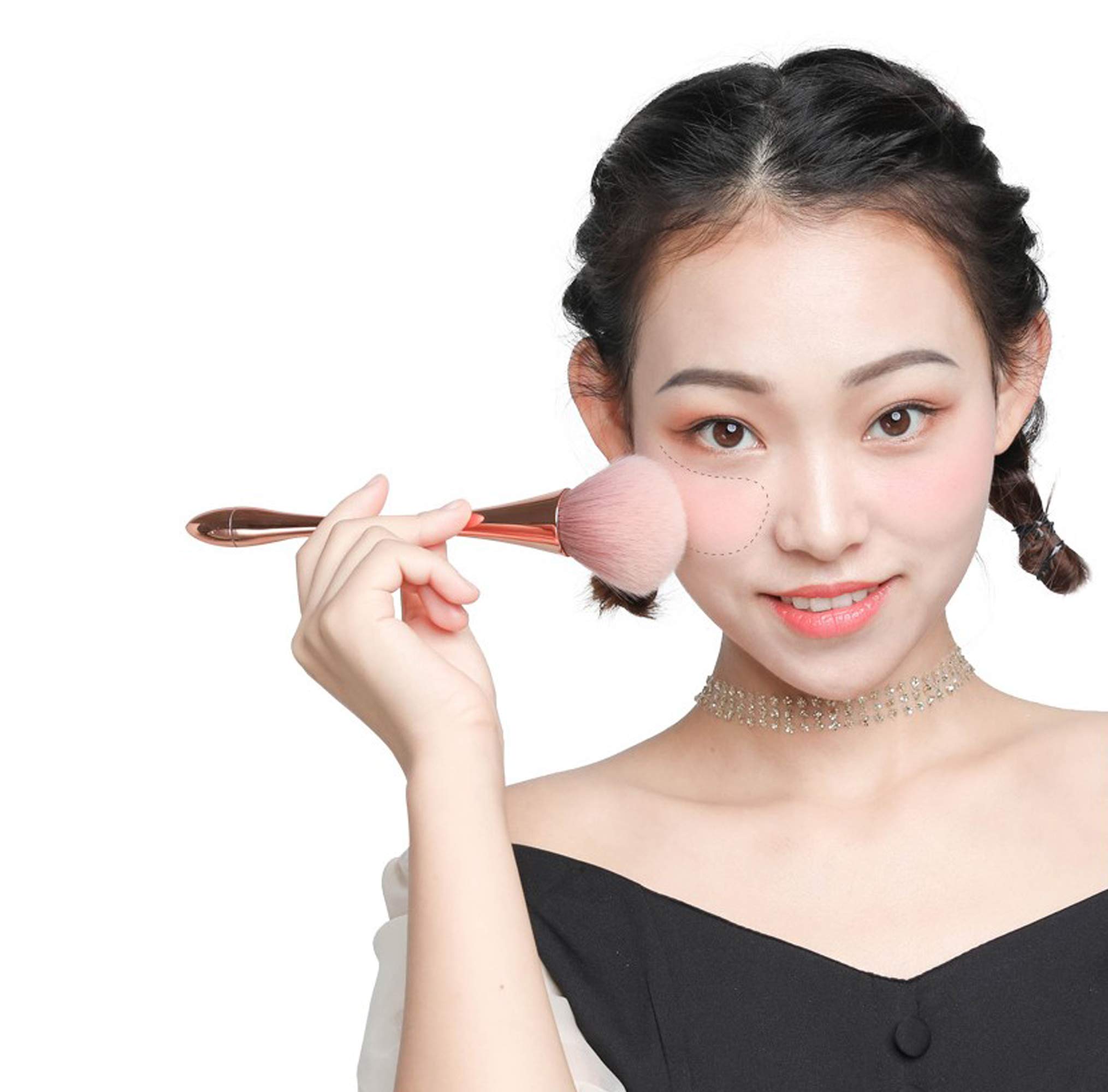 1Pcs 30ml/1Oz Empty Loose Powder Container with 1Pcs Makeup Powder Brush - Refillable Cosmetic Jar for Mineral Foundation, Setting Powder & Blush - Perfect for Travel & Professional Makeup Kits