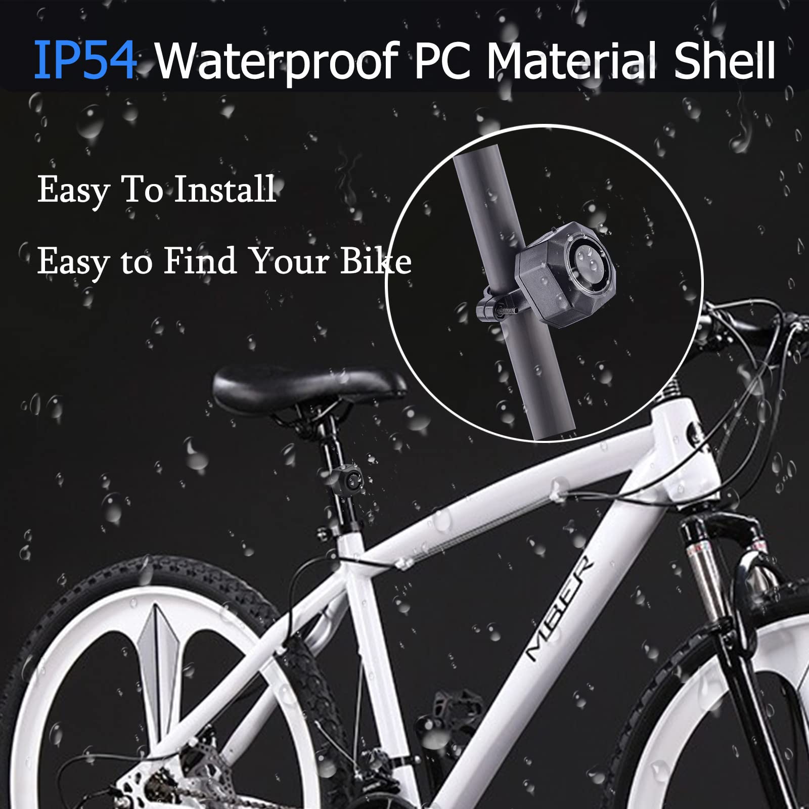 110dB Wireless Bike Alarm with Vibration & Motion Sensor - USB Rechargeable, Anti-Theft Waterproof Bicycle & Motorcycle Security Alarm with Remote Control (10 Pack) - Perfect for Outdoor Cycling, Commuting & Parking Protection