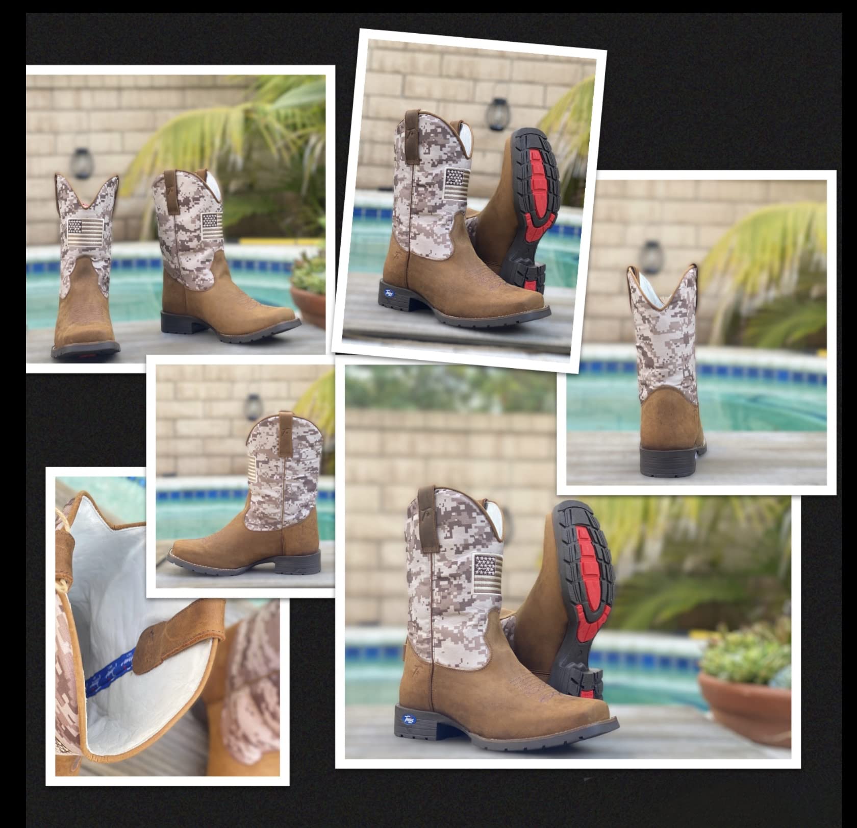 Authentic Texas Cowboy Boots for Men - Square Toe Western Work Boots with Durable Leather & Classic Embroidery | Perfect for Rodeo, Country Dancing & Ranch Work
