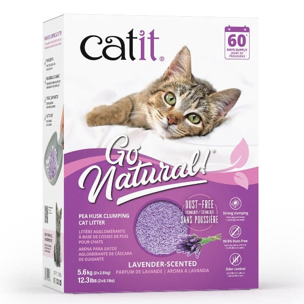 **Catit Go Natural! Pea Husk Lavender Scented Clumping Cat Litter, 5.6kg (12.3 lbs) - Eco-Friendly, Odor Control for Indoor Cats - Perfect for Multi-Cat Homes & Small Spaces**