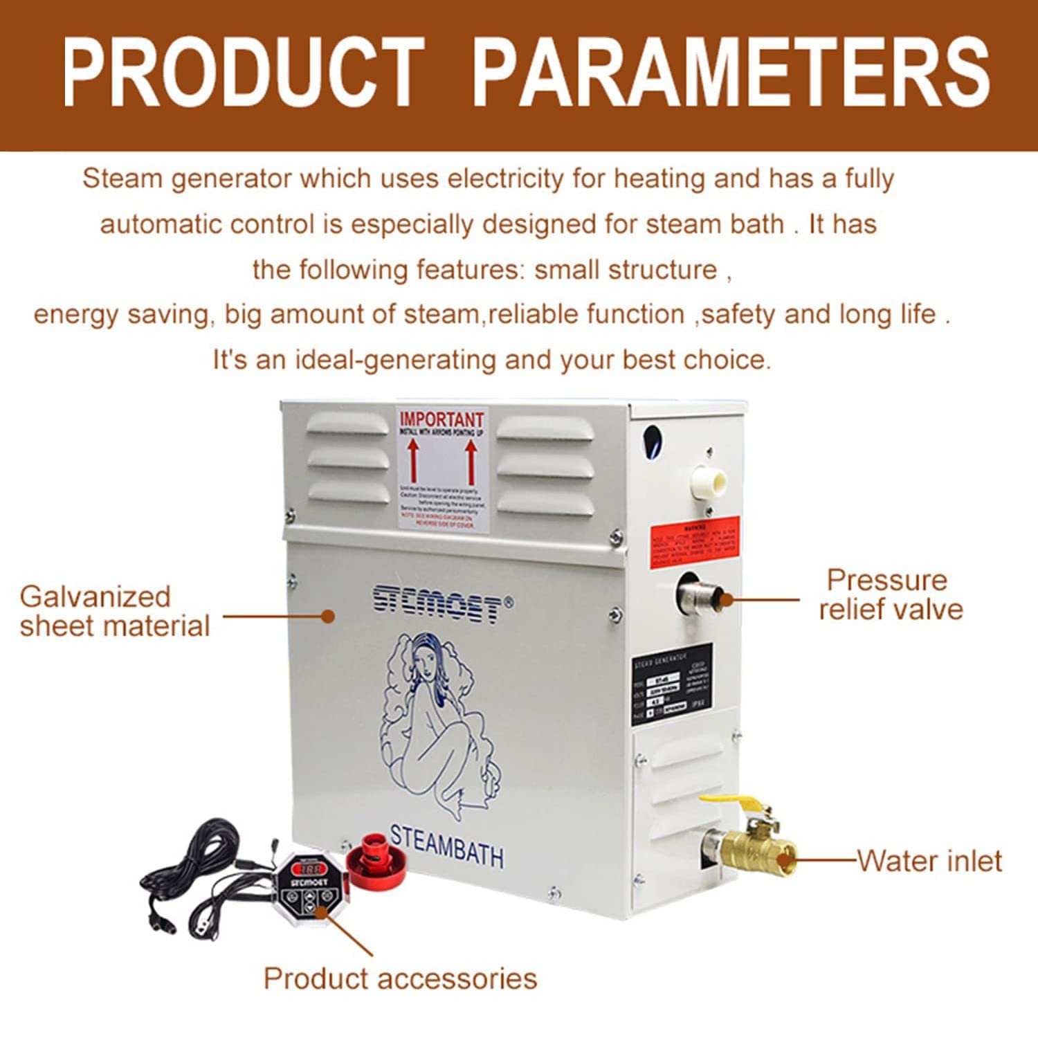 380V 8KW Sauna Steam Generator - Home Spa Shower Steamer with Waterproof Control & Auto Drain for Bathroom, Steam Room & Relaxation Therapy