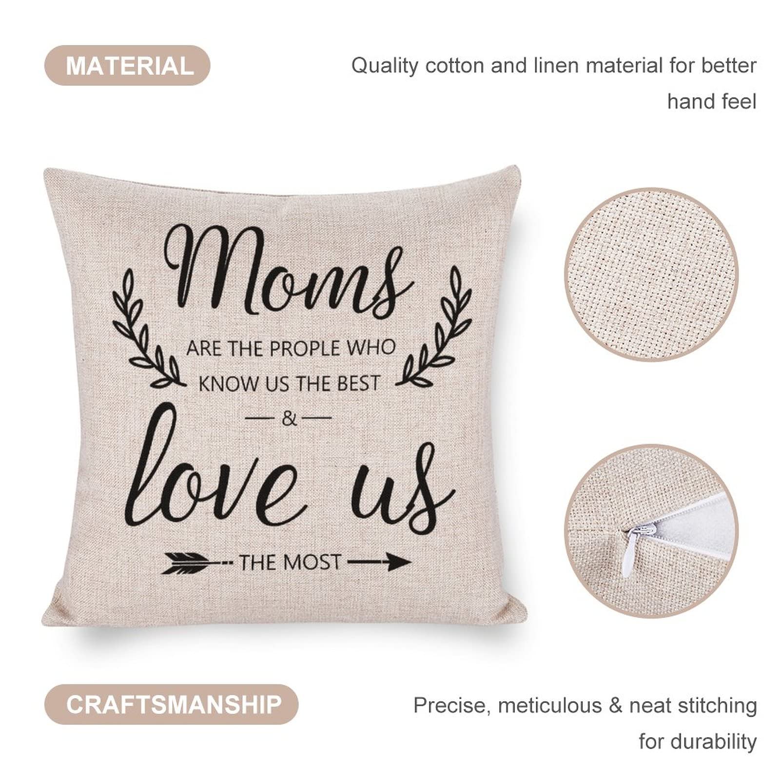 Soft Cotton Linen Decorative Throw Pillow Covers for Home Decor - Moms Are The People Pattern Pillow Shams with Hidden Zipper for Sofa, Couch, Chair & Bedroom - Perfect for Living Room Accents, Nursery Decor & Cozy Home Styling