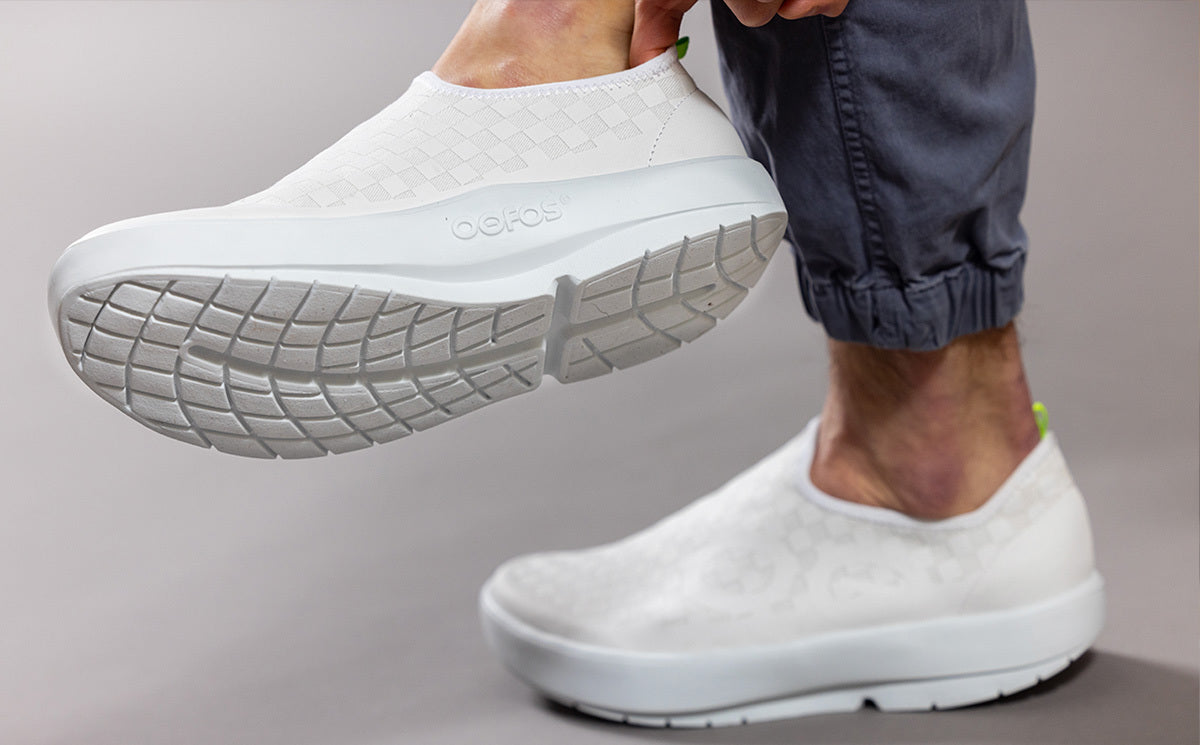 Men's OOmg eeZee Low Top Sneakers - White Checkerboard Design | Lightweight & Comfortable Walking Shoes for Casual Wear, Gym, and Everyday Use