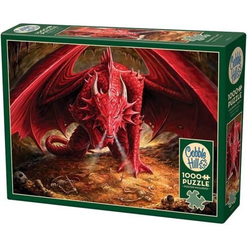 Cobble Hill Dragon's Lair Fantasy 1000 Piece Jigsaw Puzzle for Adults - Challenging Medieval Castle Puzzle for Family Game Night & Stress Relief