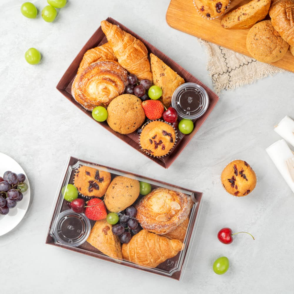 Restaurantware Matsuri Vision 9x6x1.5 Inch Large Disposable Sushi Trays - 100 Greaseproof Wood Grain Paper Sushi Containers for Entrees & Desserts (Lids Sold Separately) | Perfect for Japanese Restaurants, Catering, Takeout & Home Sushi Parties
